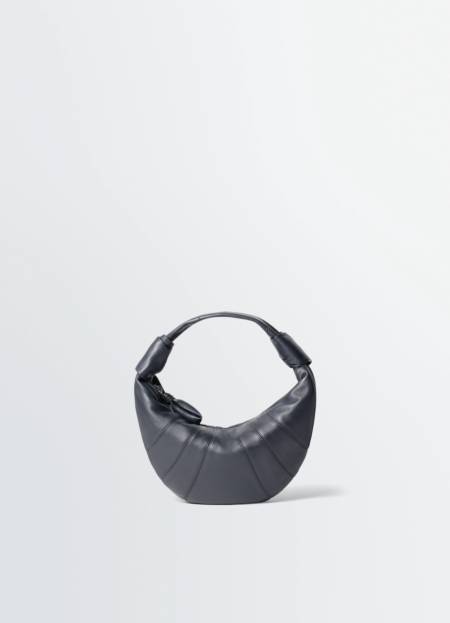 MINI FORTUNE CROISSANT BAG IN LEATHER - Granite Blue - Soft Nappa