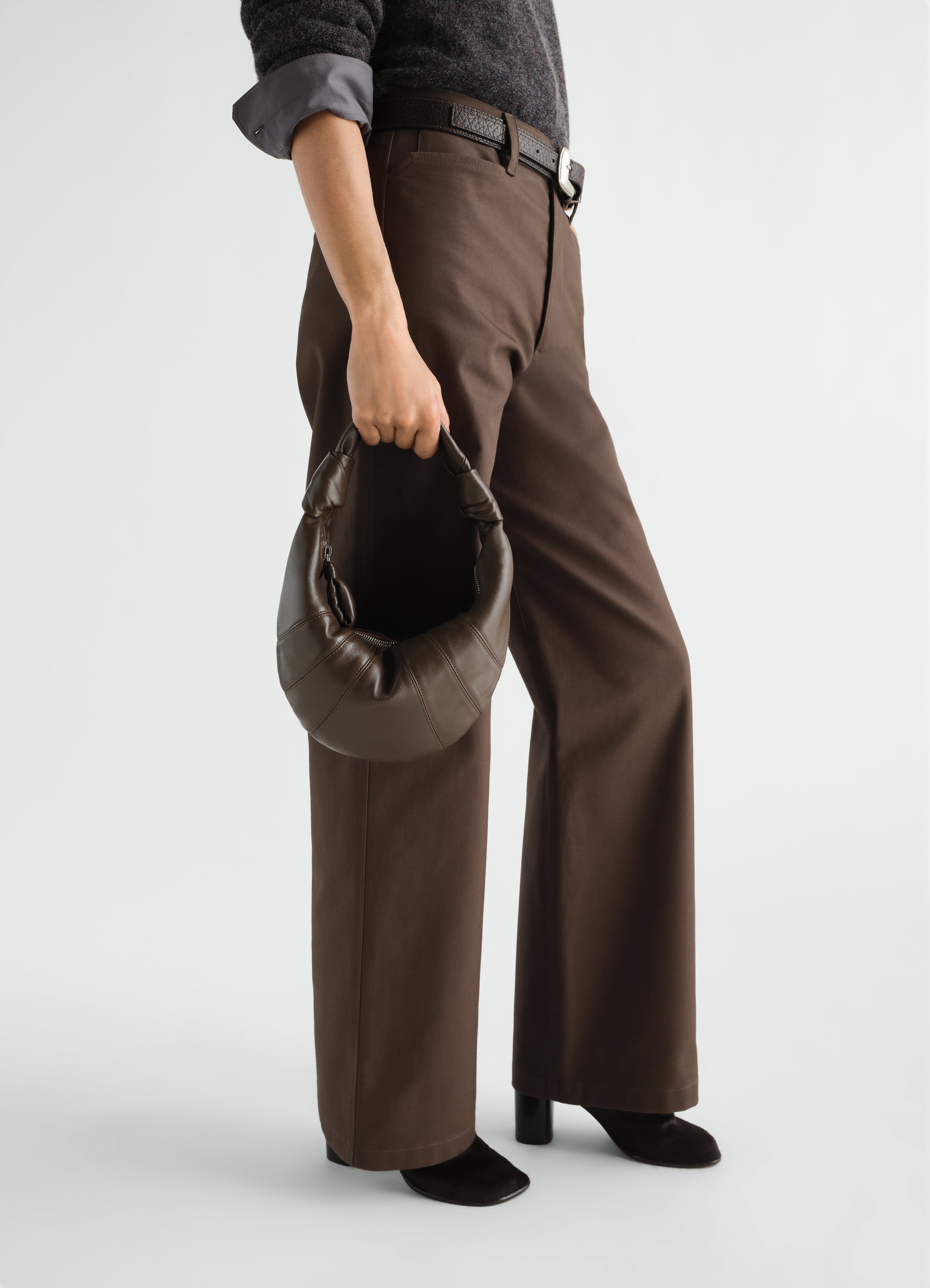 MINI FORTUNE CROISSANT BAG IN LEATHER - Otter - Soft Nappa Leather