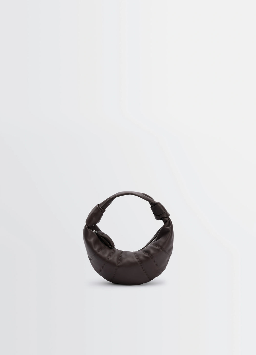 Mini Fortune Croissant Bag in Soft nappa lambskin leather, product shot, front view padded texture