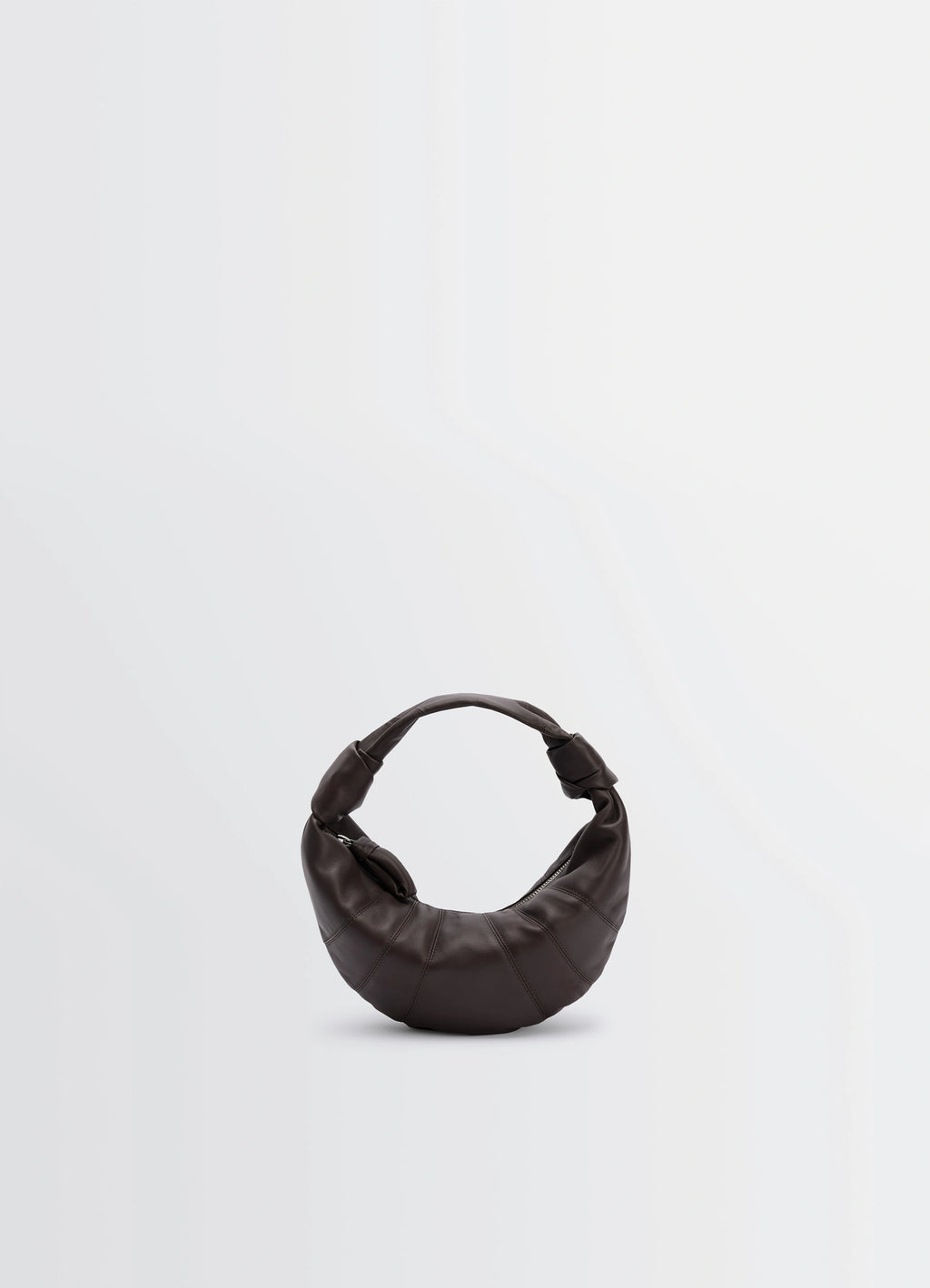 Mini Fortune Croissant Bag in Soft nappa lambskin leather, product shot, front view padded texture