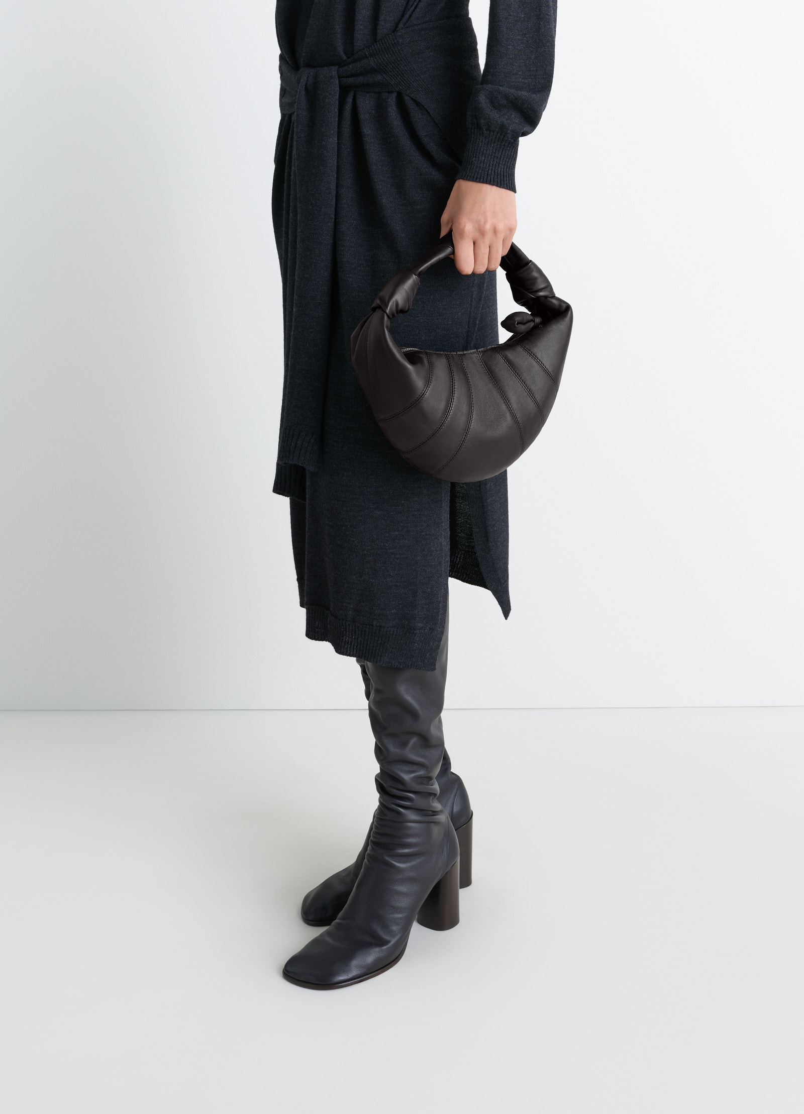 Mini fortune croissant bag in leather