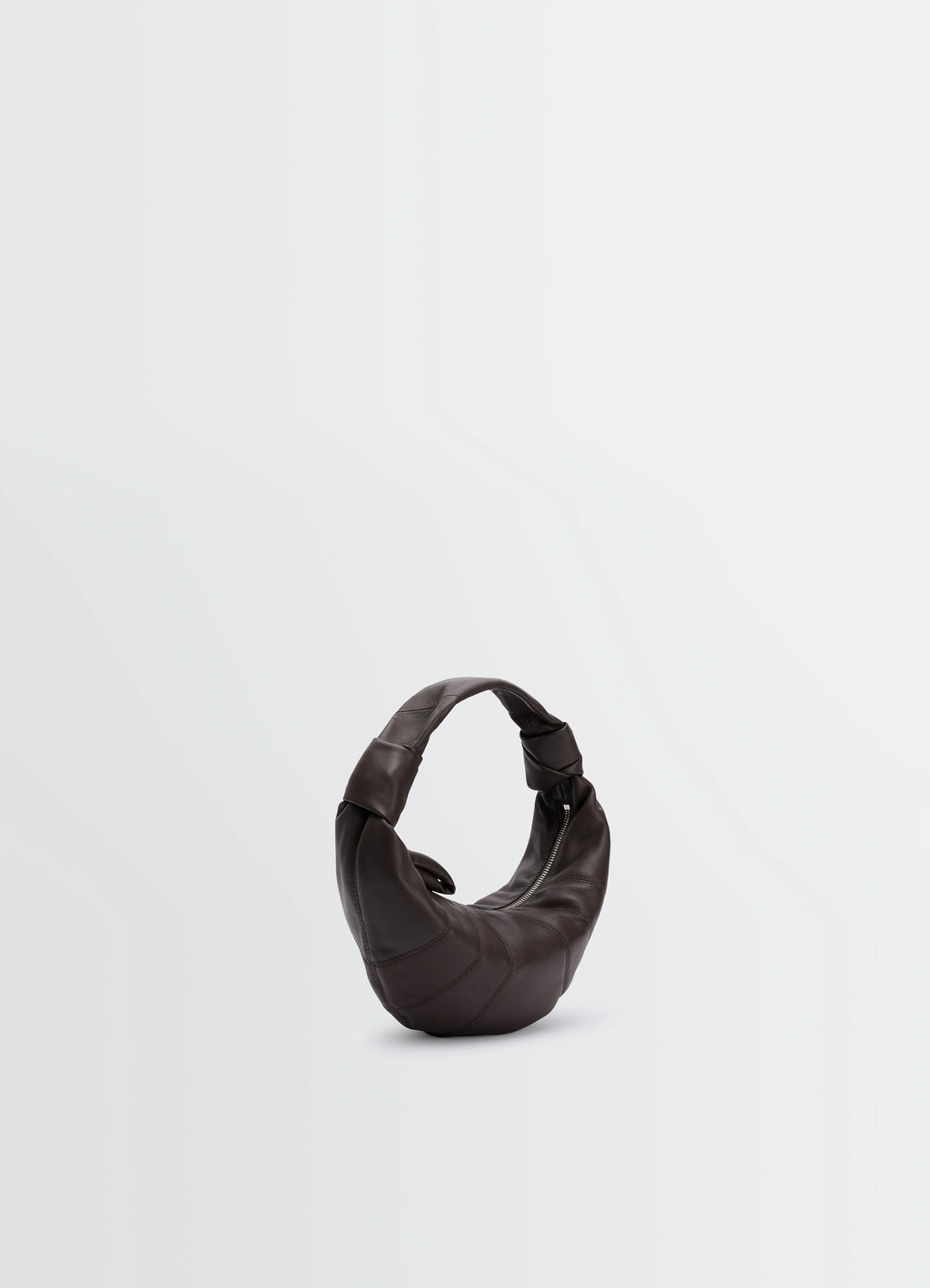 Mini Fortune Croissant Bag in Soft nappa lambskin leather, product shot, back angle curved top handle