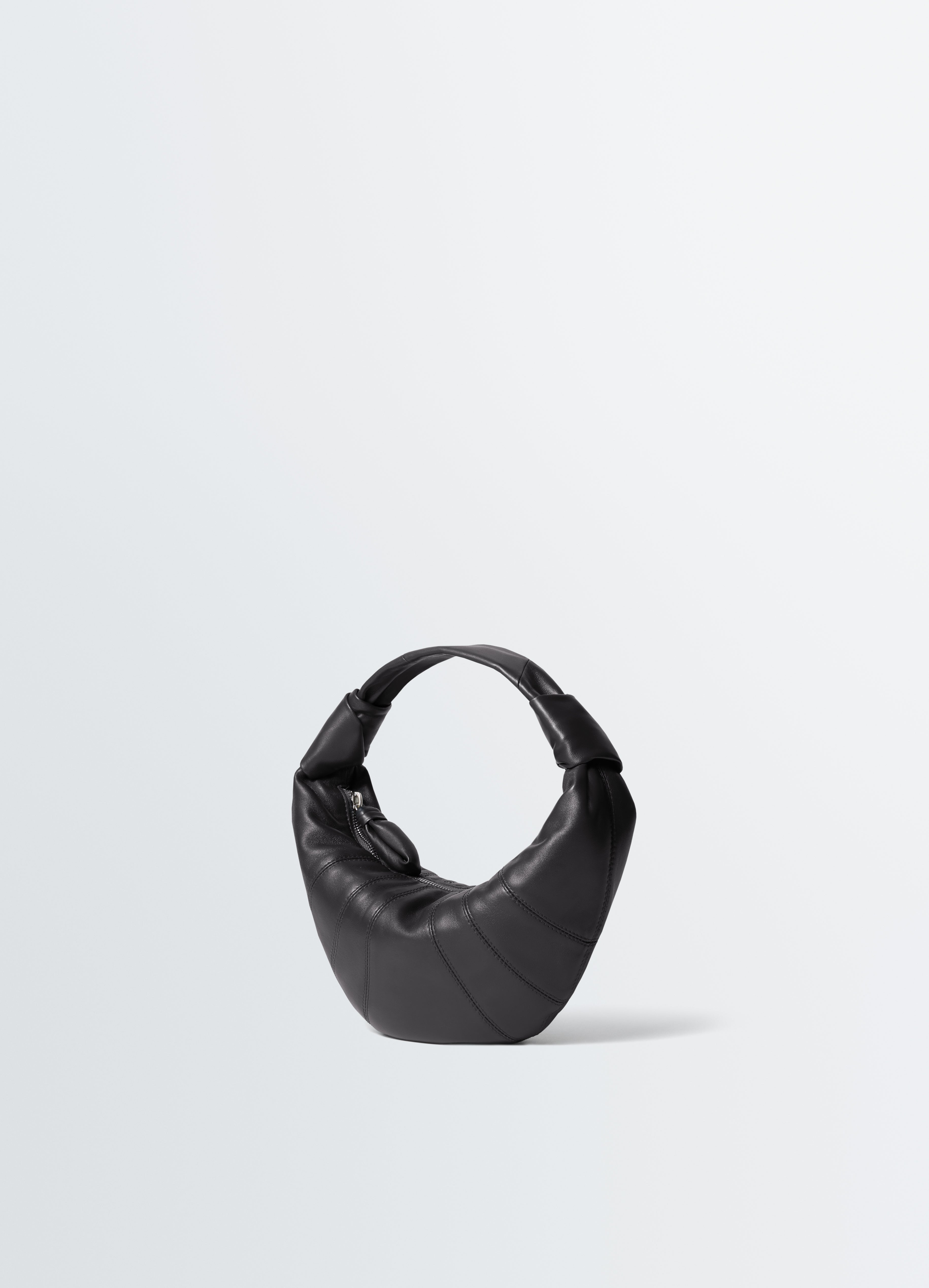 MINI FORTUNE CROISSANT BAG IN LEATHER - Dark Chocolate - Soft