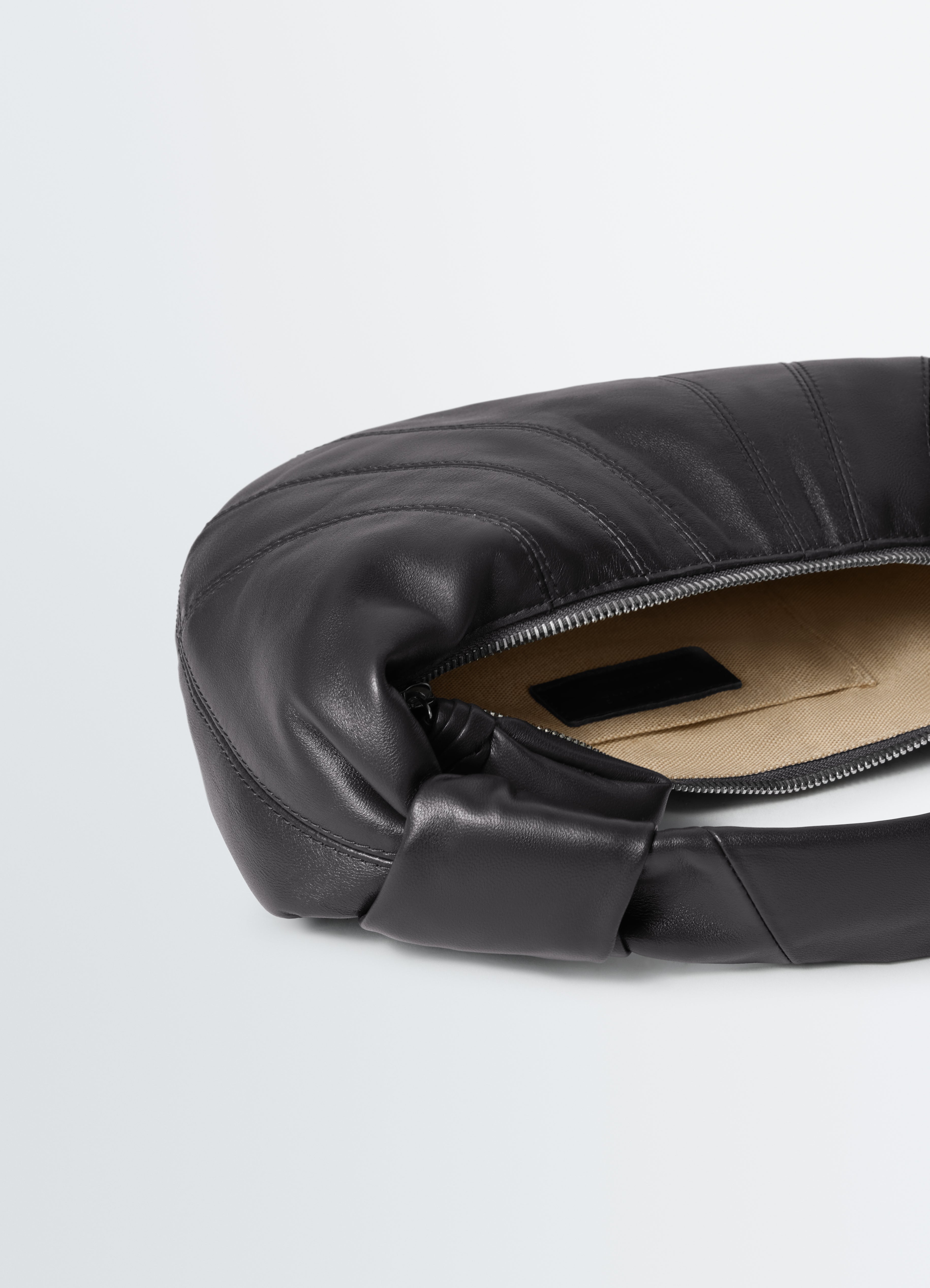 MINI FORTUNE CROISSANT BAG IN LEATHER - Dark Chocolate - Soft