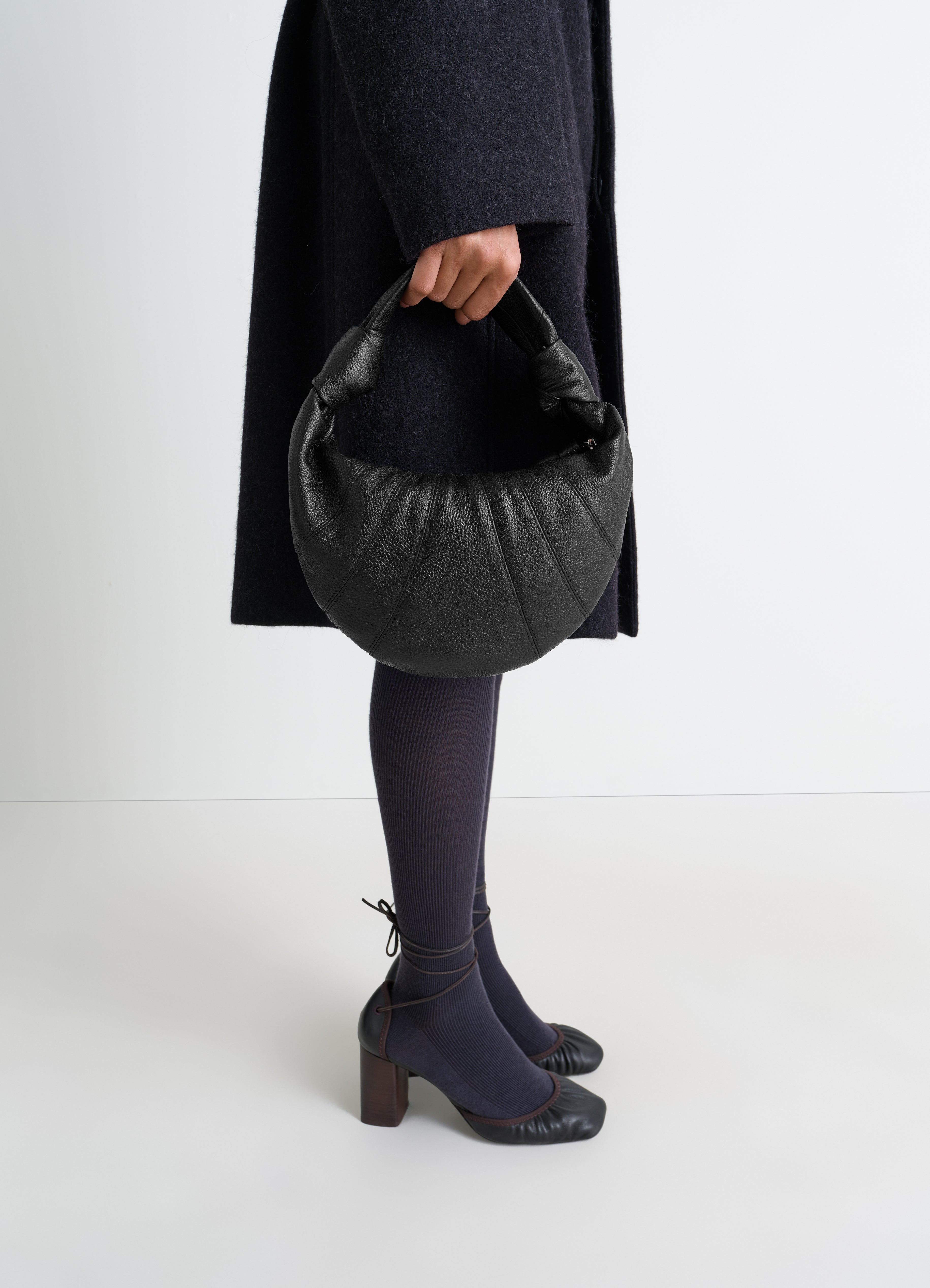 MINI FORTUNE CROISSANT BAG IN SOFT GRAINED LEATHER - Black - Soft