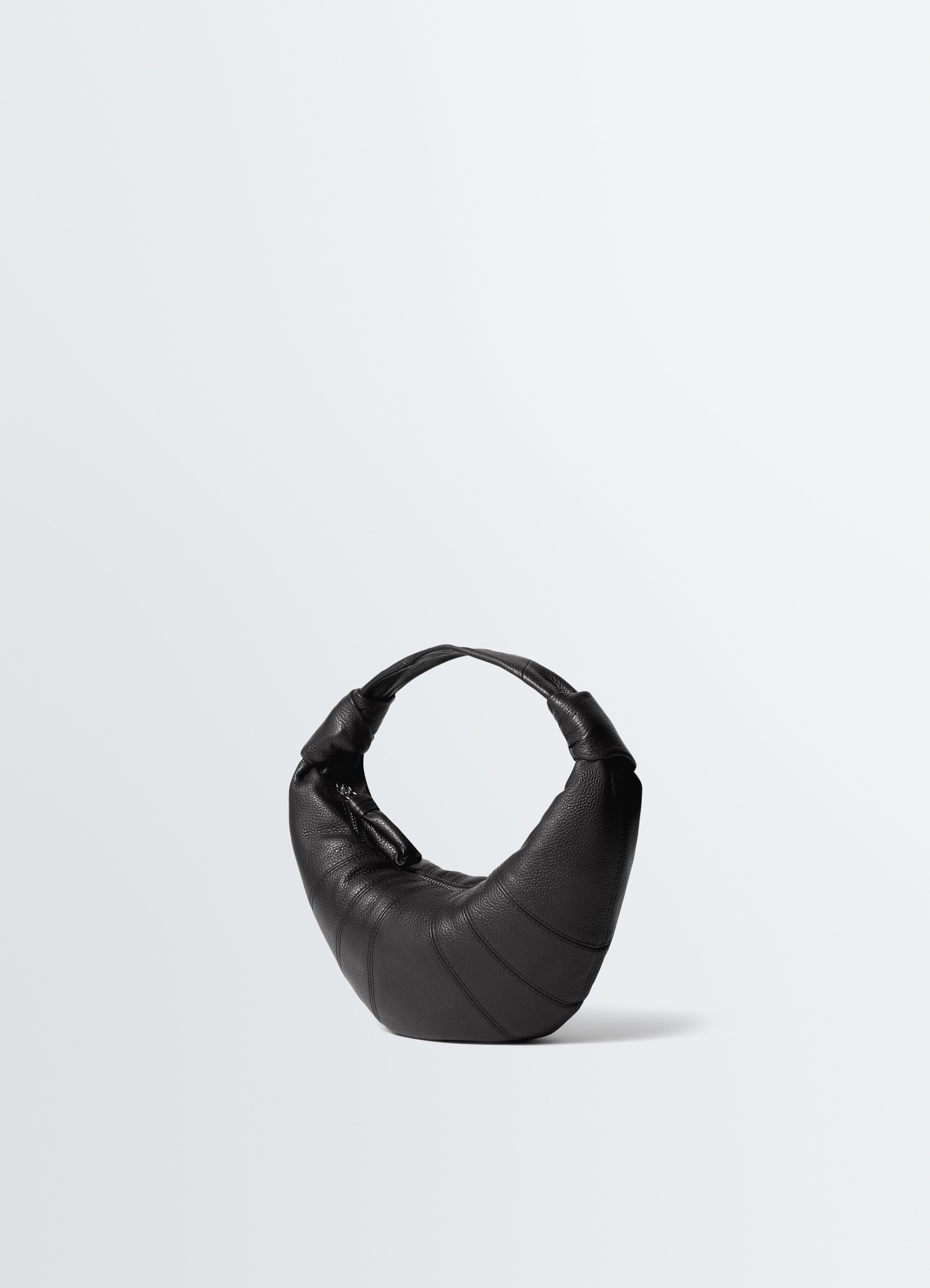 MINI FORTUNE CROISSANT BAG IN LEATHER - Black - Soft Grained