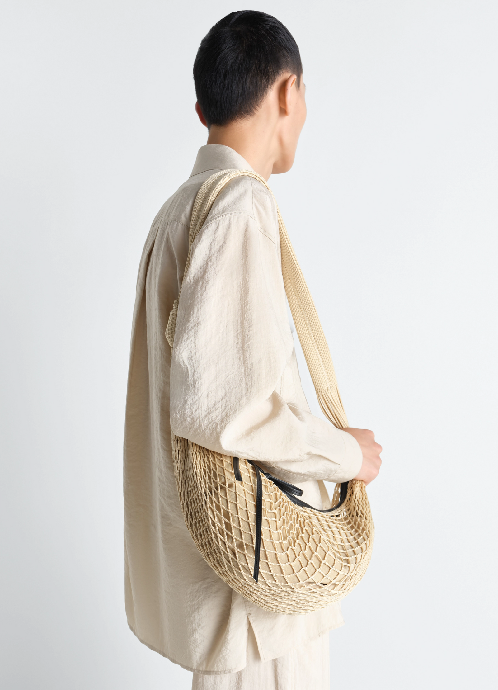 CROISSANT FILT BAG - Light Beige - Polyester Net - Unisex | LEMAIRE CROISSANT FILT BAG - Light Beige - Polyester Net - Unisex | LEMAIRE