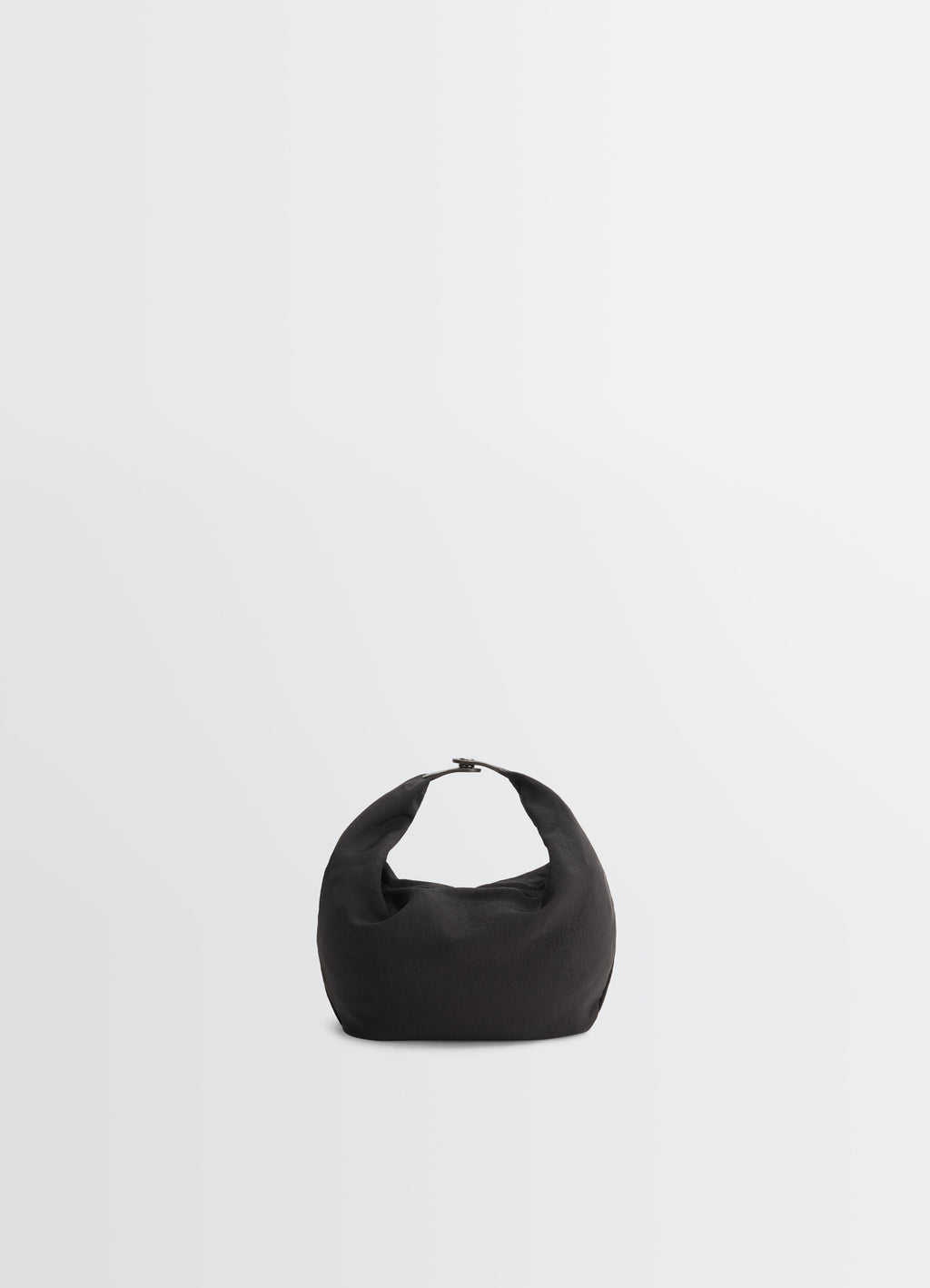 FORTUNE CROISSANT FILT BAG in Nylon net with removable bag, product shot, back view slouchy silhouette