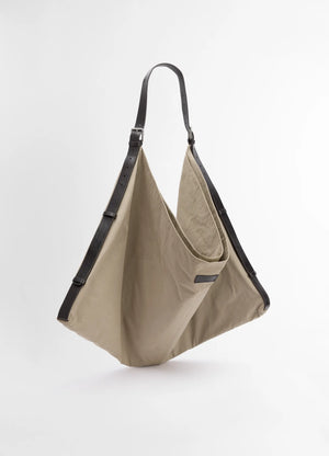 Flag hobo bag in washed cotton bachette, product shot, top angled view open top with straps