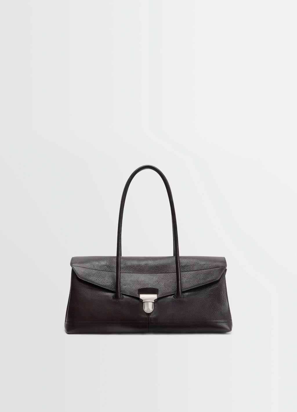 Lemaire Shoulder Gear Bag in Glossy Vegetable-Tanned Leather, product shot, front view long top handles