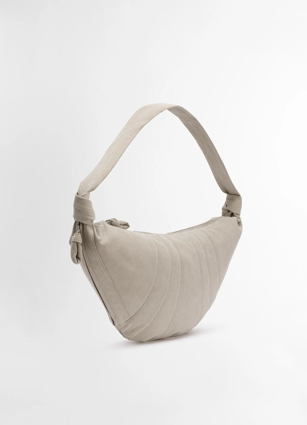 XL Croissant Bag in Heavy Cotton Canvas, product shot, rear angled view textured panel stitching