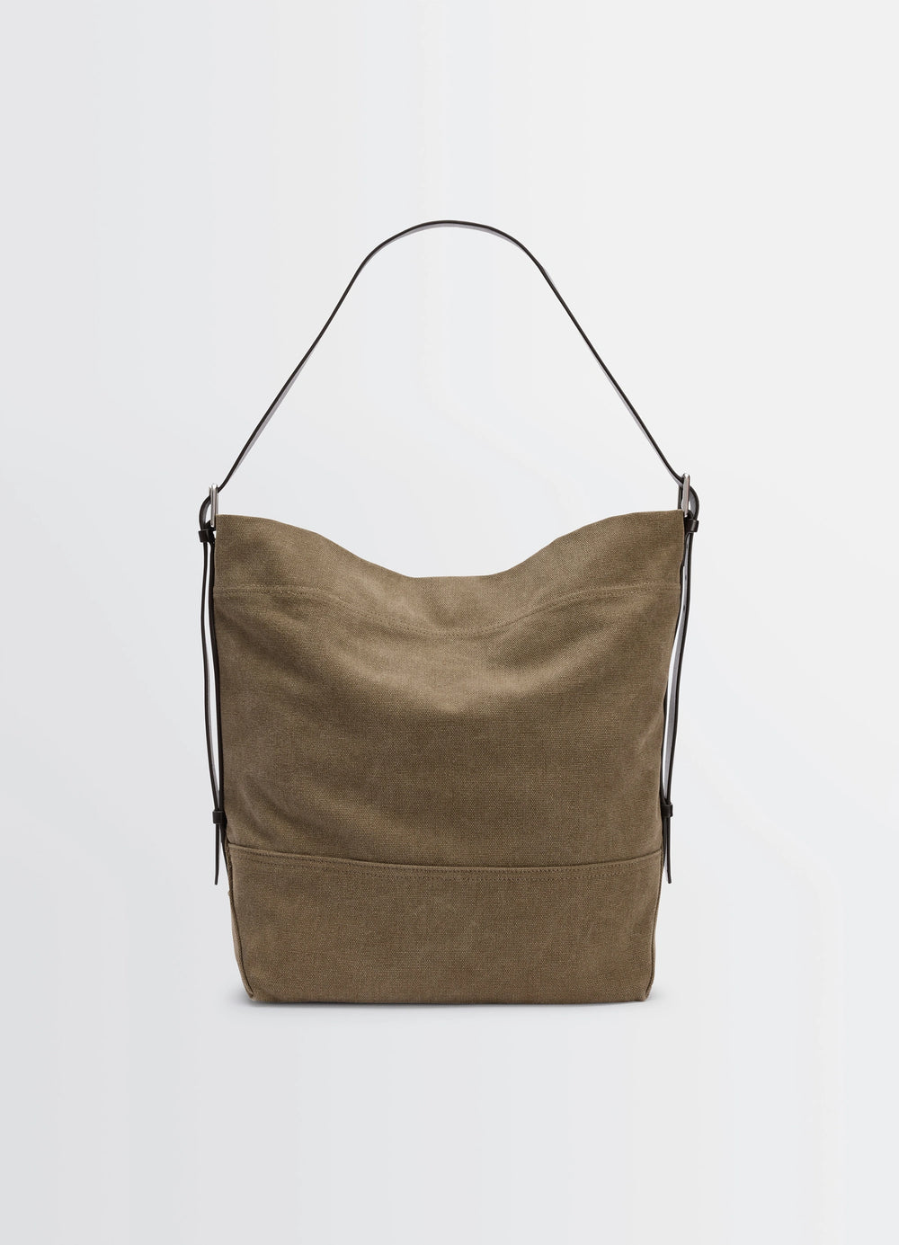 Belted Tote Bag in Heavy Cotton Canvas, product shot, back view minimalist design