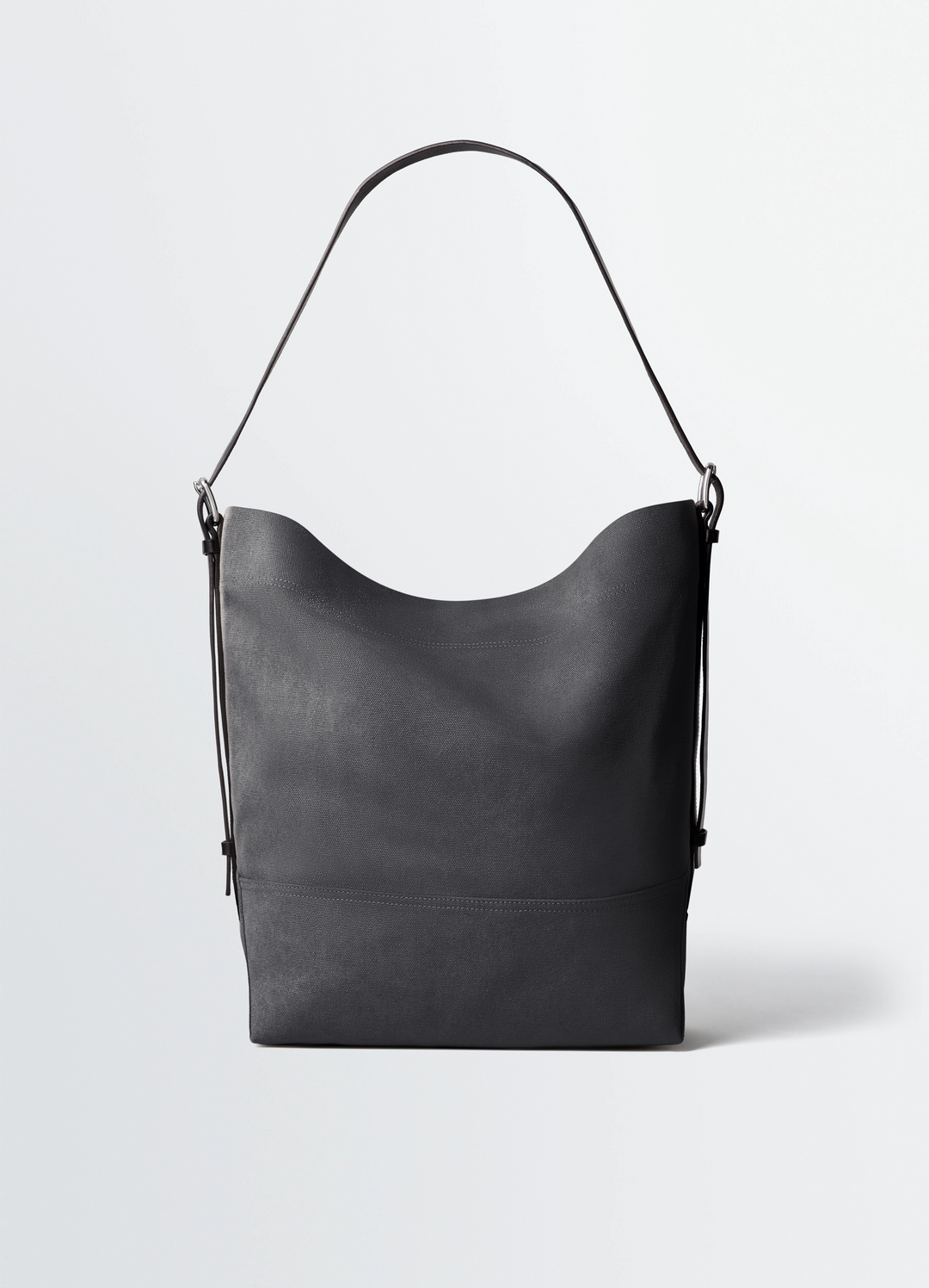 Belted Tote Bag in Cotton Canvas, product shot, Front view Minimalist design