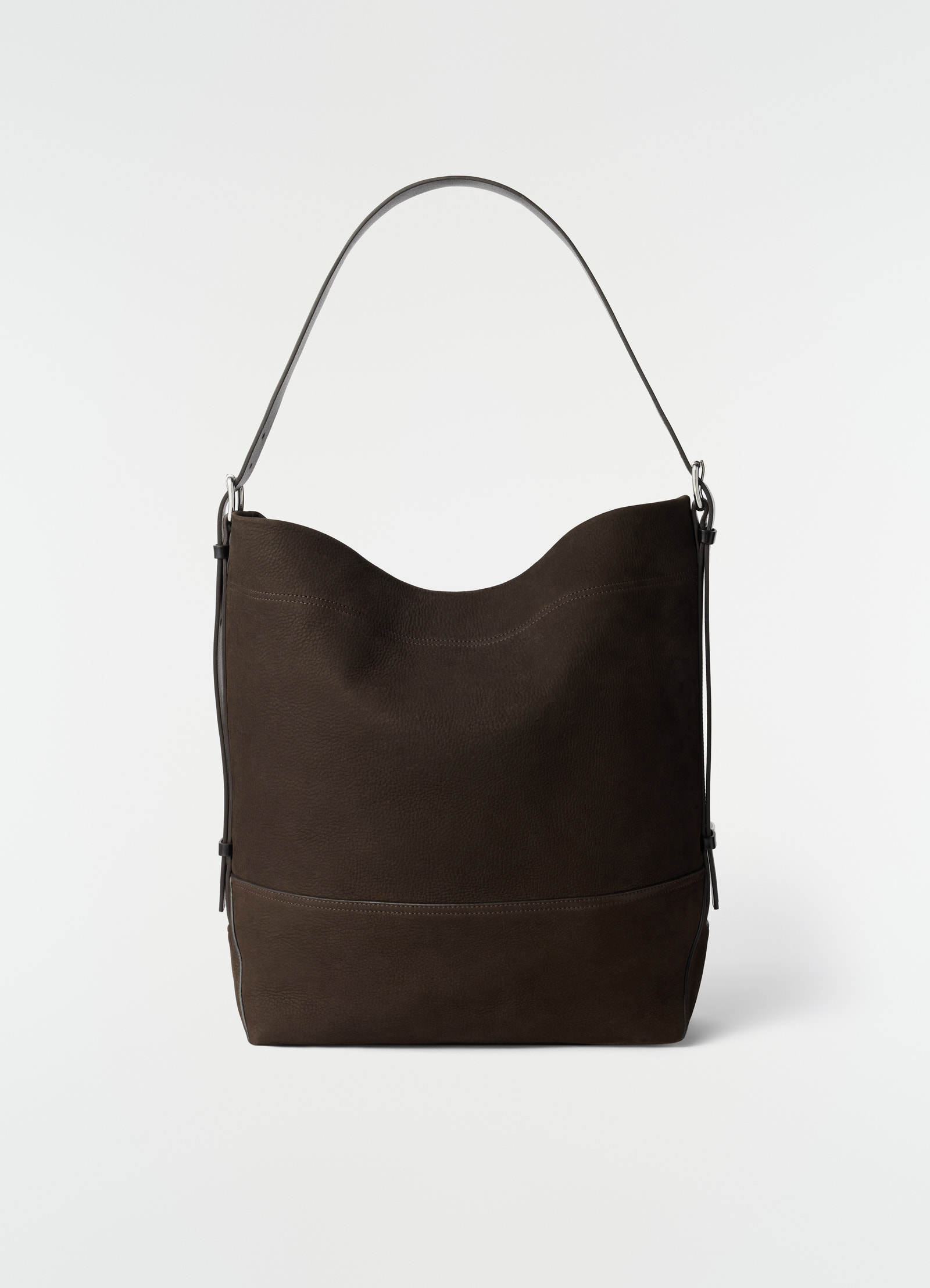 Belted tote bag aus alpaka-nubukleder