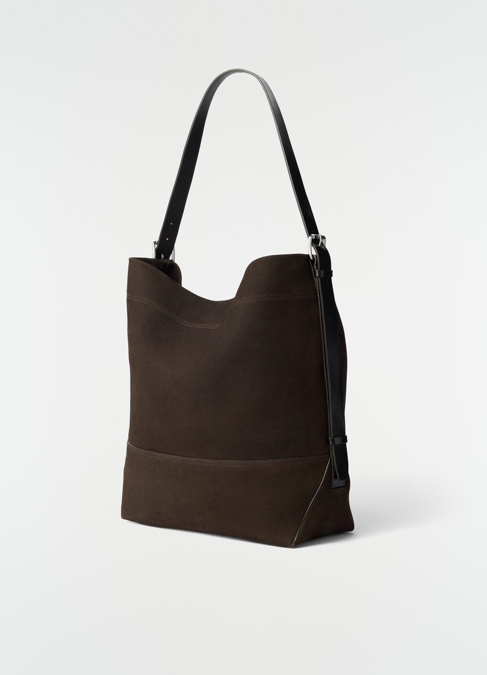 Belted tote bag aus alpaka-nubukleder