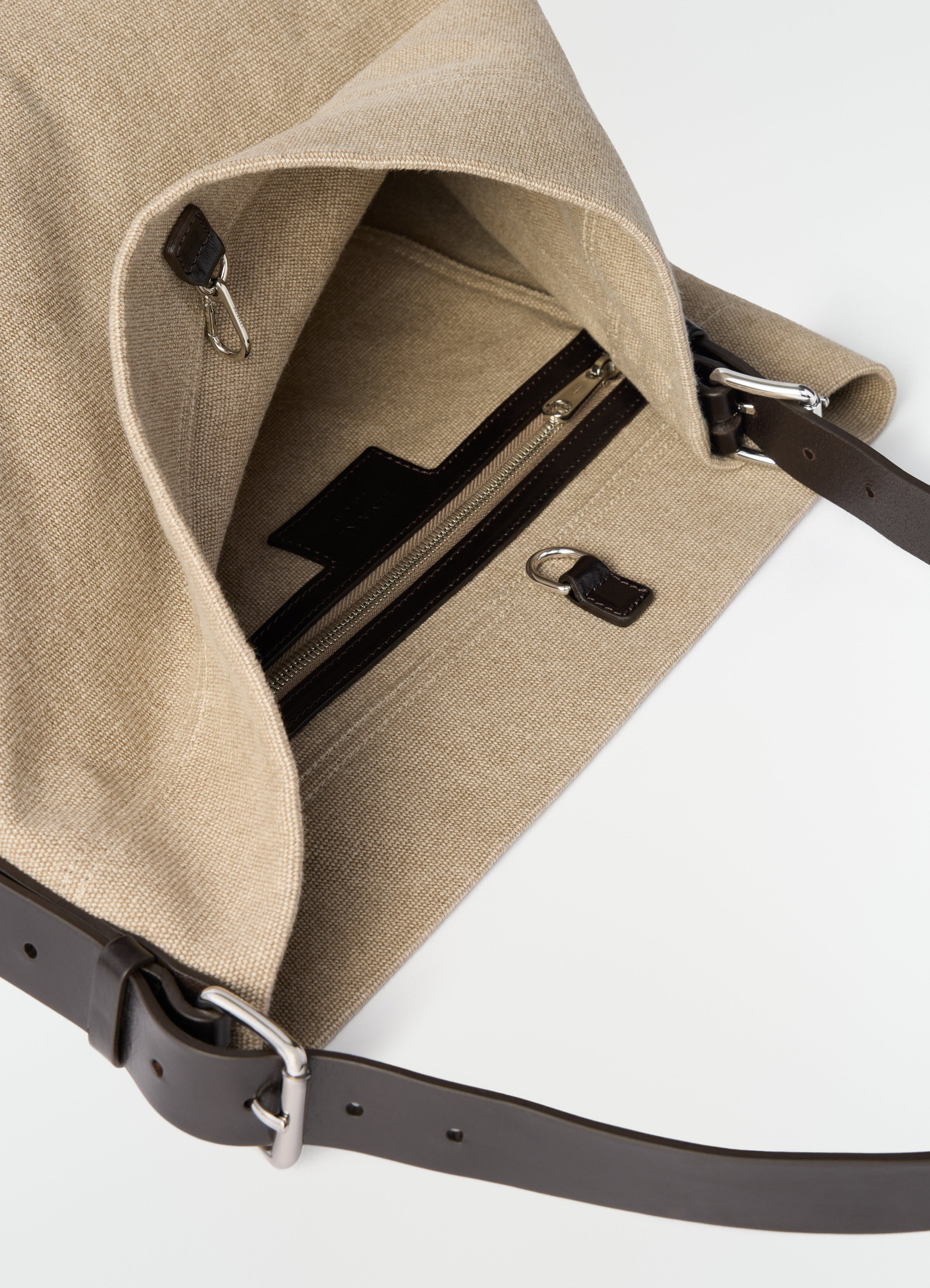 Belted tote bag in heavy eco cotton canvas