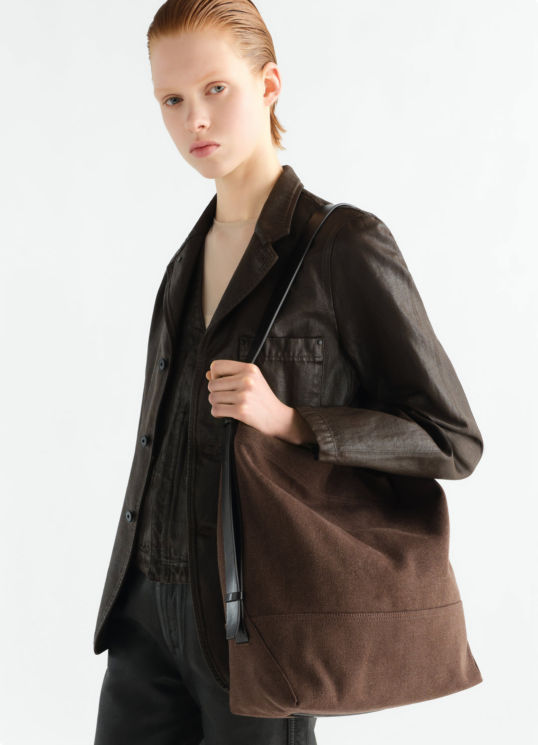 BELTED TOTE BAG IN HEAVY ECO COTTON CANVAS