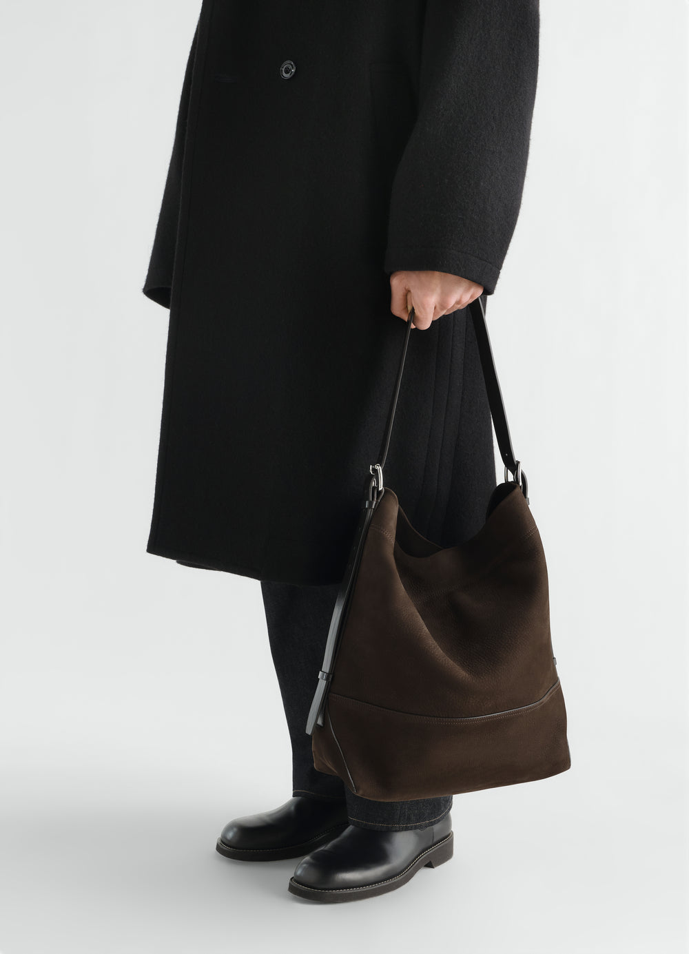 BOLSO TOTE BELTED DE NOBUK DE ALPACA