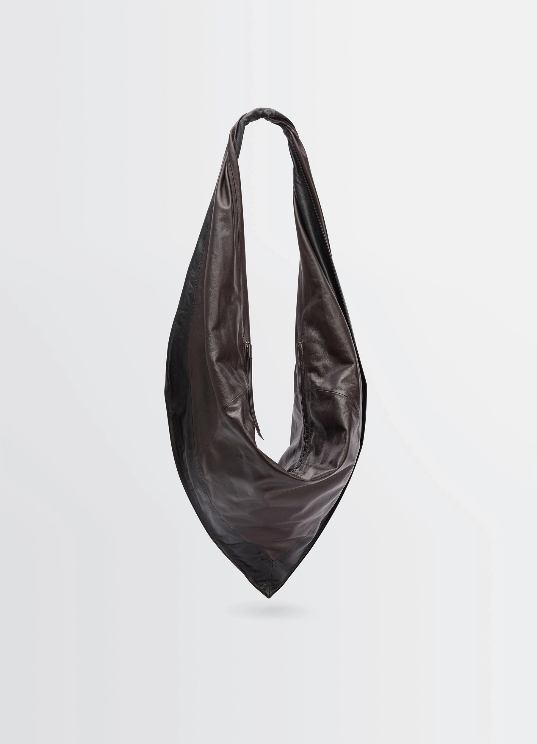 SCARF BAG IN LEATHER - Black / Dark Chocolate - Shiny Nappa SCARF BAG IN LEATHER - Black / Dark Chocolate - Shiny Nappa