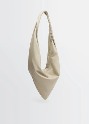 Lemaire scarf bag in nappa leather, product shot, front view twisted strap, small size