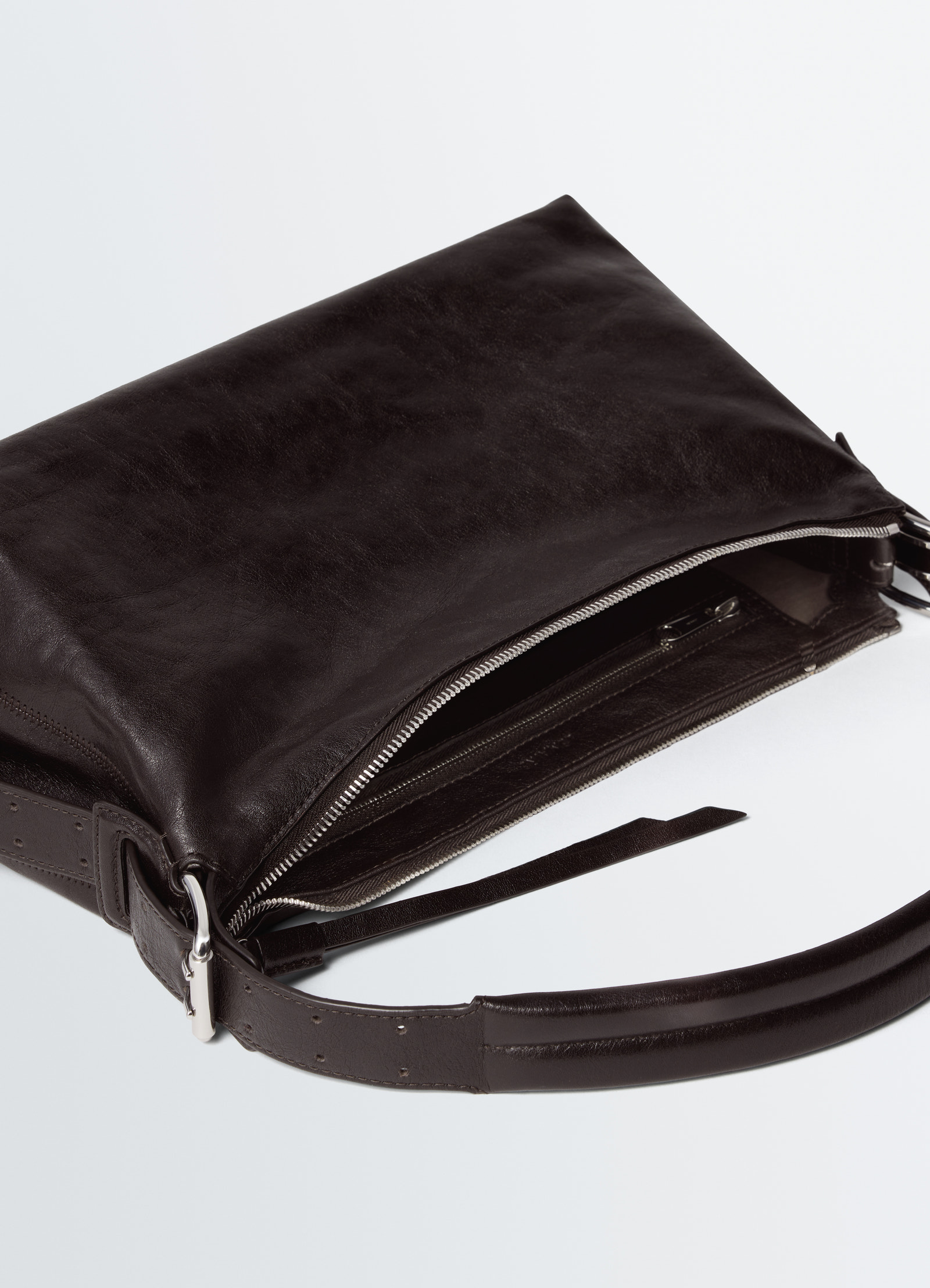 Sac belted baguette en cuir
