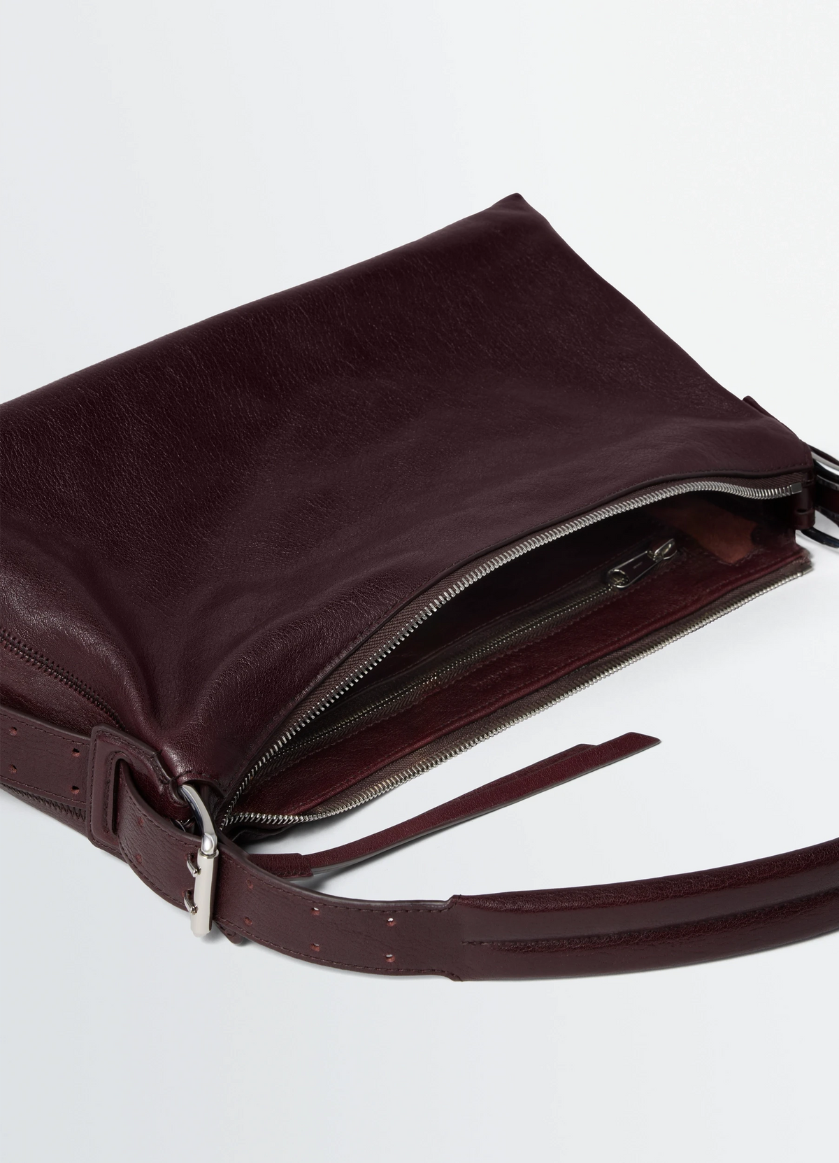 BELTED BAGUETTE BAG IN LEATHER - Chianti - Paper Lux Leather