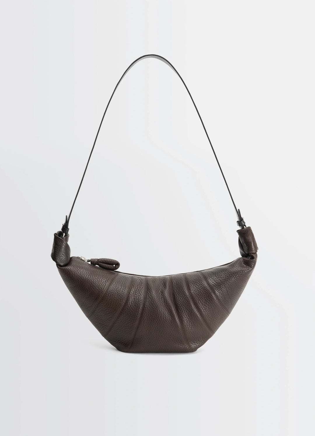 RAIL BELT MEDIUM CROISSANT BAG IN LEATHER - Dark Chocolate