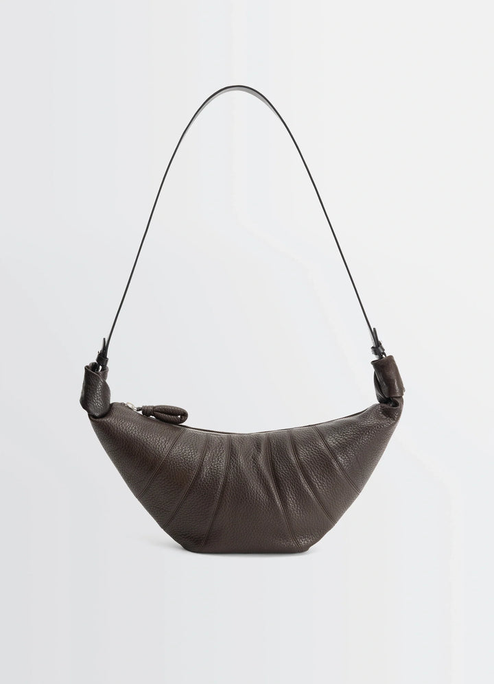 RAIL BELT MEDIUM CROISSANT BAG IN LEATHER - Dark Chocolate