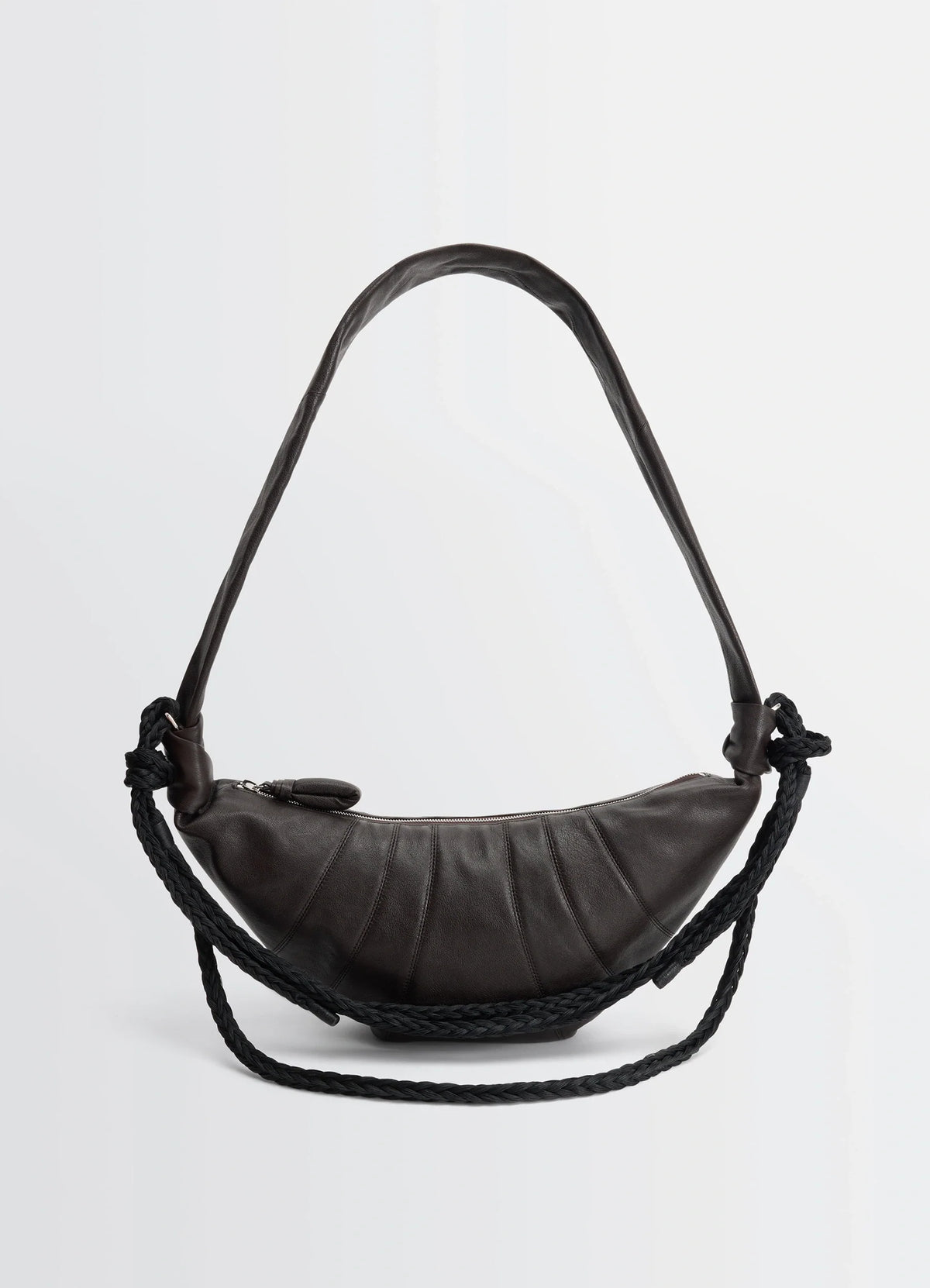 BRAID MEDIUM CROISSANT BAG IN LEATHER - Dark Brown - Grained BRAID MEDIUM CROISSANT BAG IN LEATHER - Dark Brown - Grained