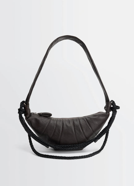 BRAID MEDIUM CROISSANT BAG - Dark Brown - Grained Buffalo Leather