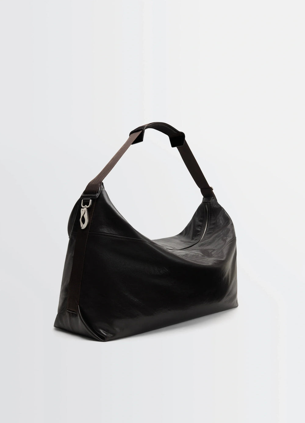 Berlingot 72H Weekend Bag in Glazed Paper Leather, product shot, three-quarter view soft slouchy silhouette