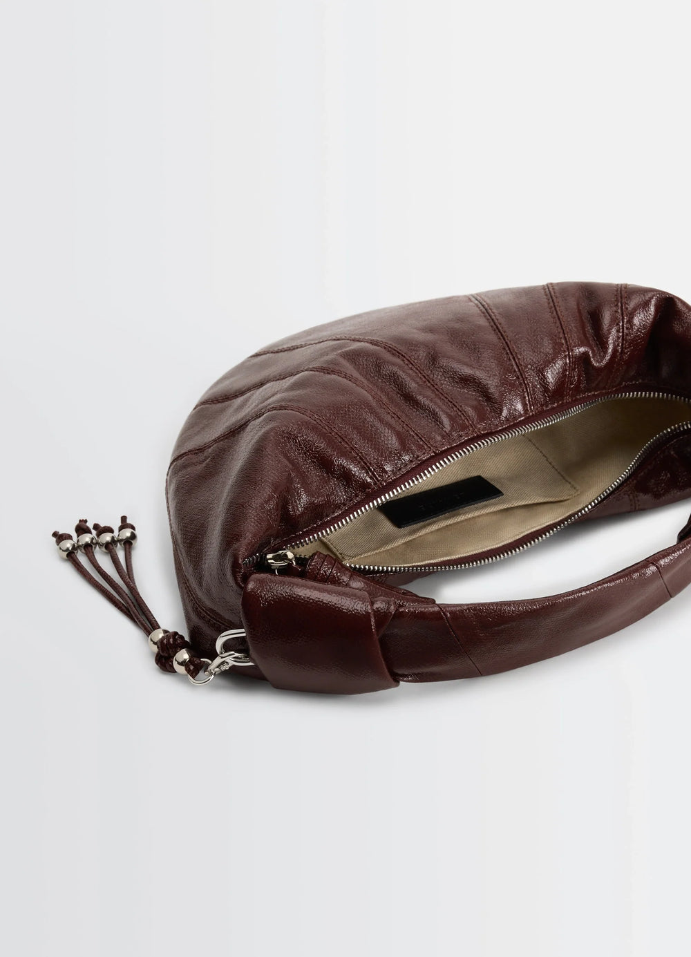 Mini Fortune Croissant in Coated cotton canvas, product shot, top interior view visible zipper pocket