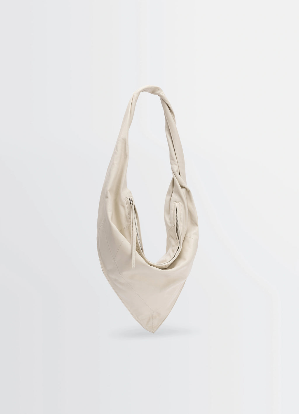 Lemaire Small Scarf Extended Handle in Nappa Leather, product shot, front view zippered front detail
