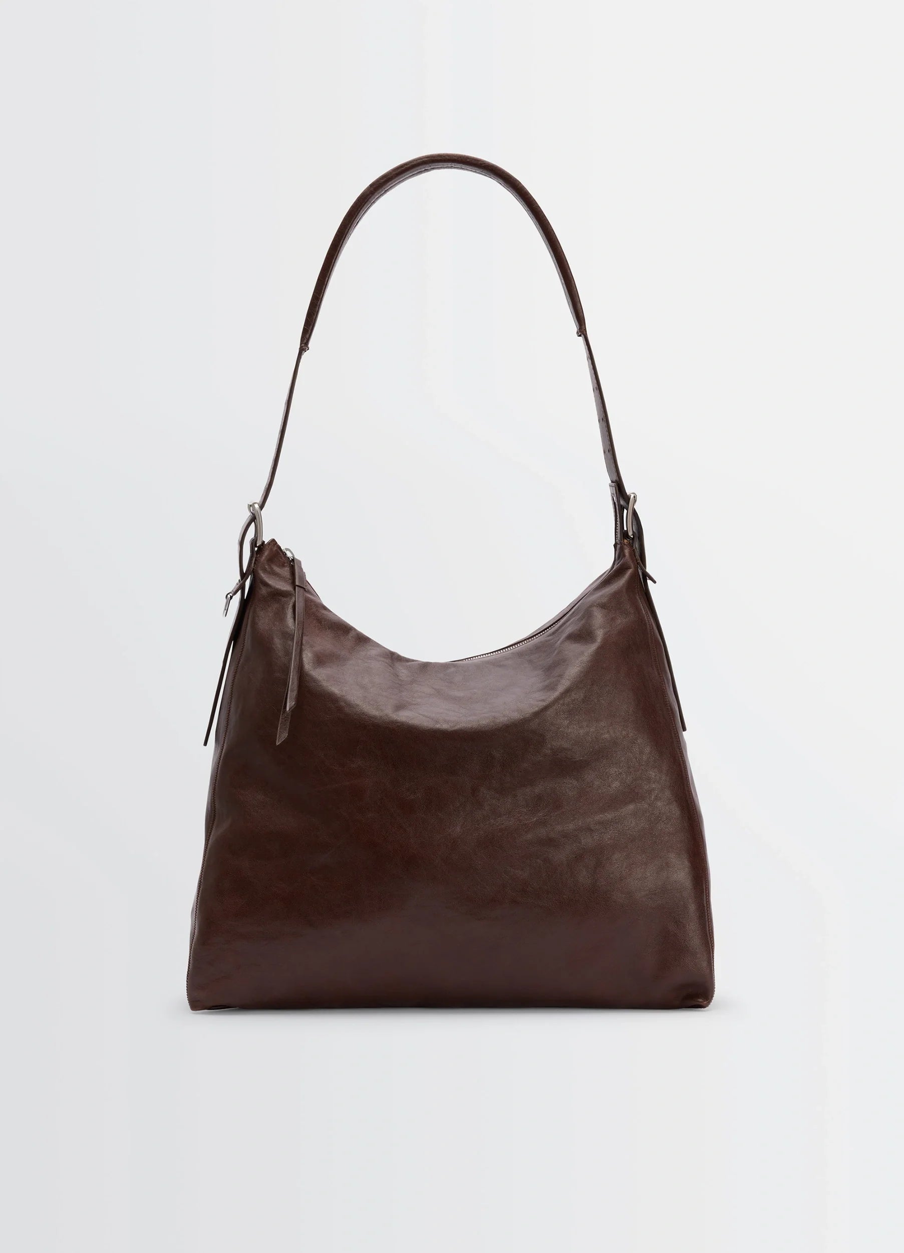 BELTED HOBO BAG - Espresso - Paper Lux Leather - Unisex | LEMAIRE