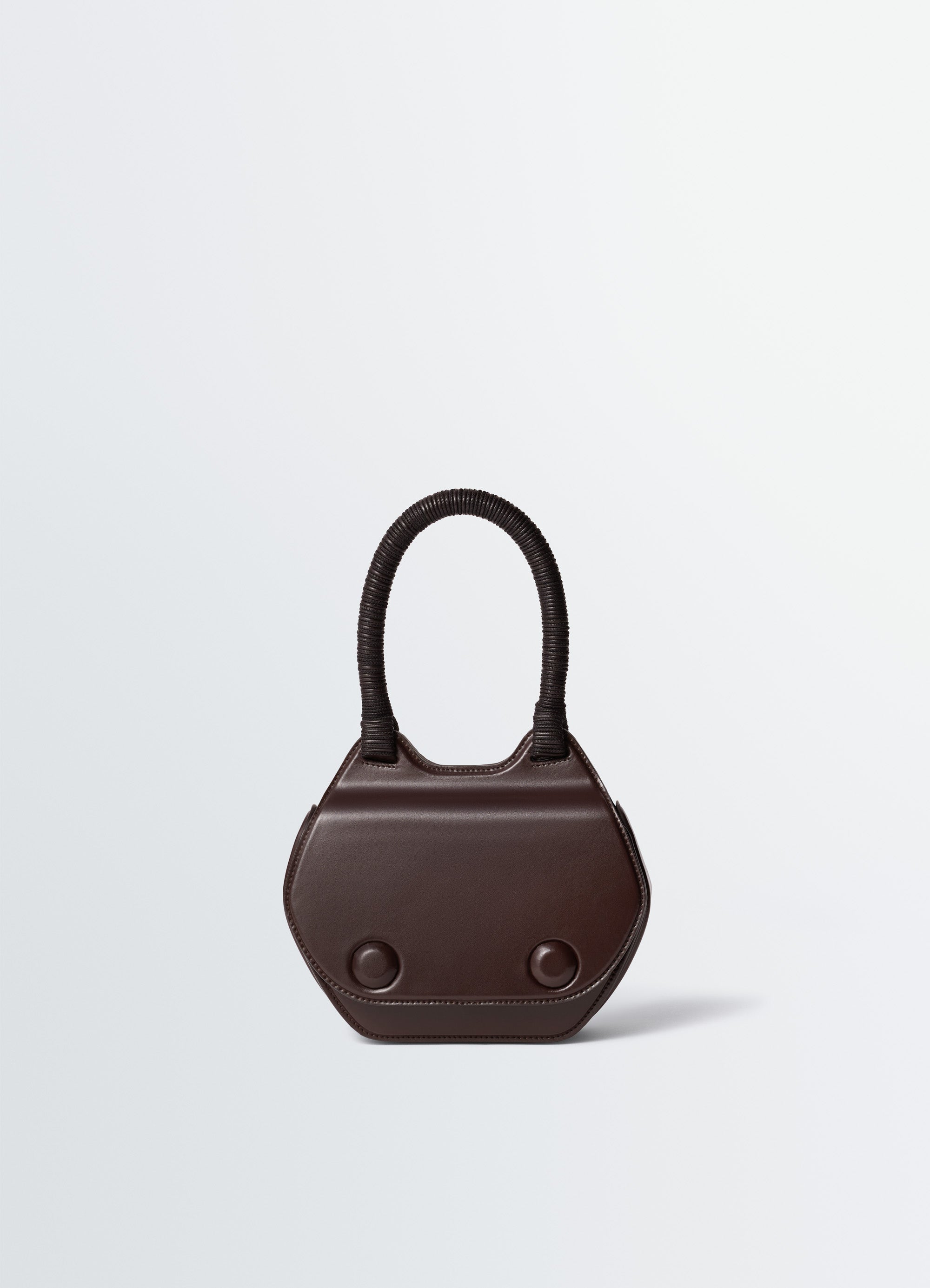 フロッグ レザーハンドバッグ - Dark Brown - シャイニーカーフスキン