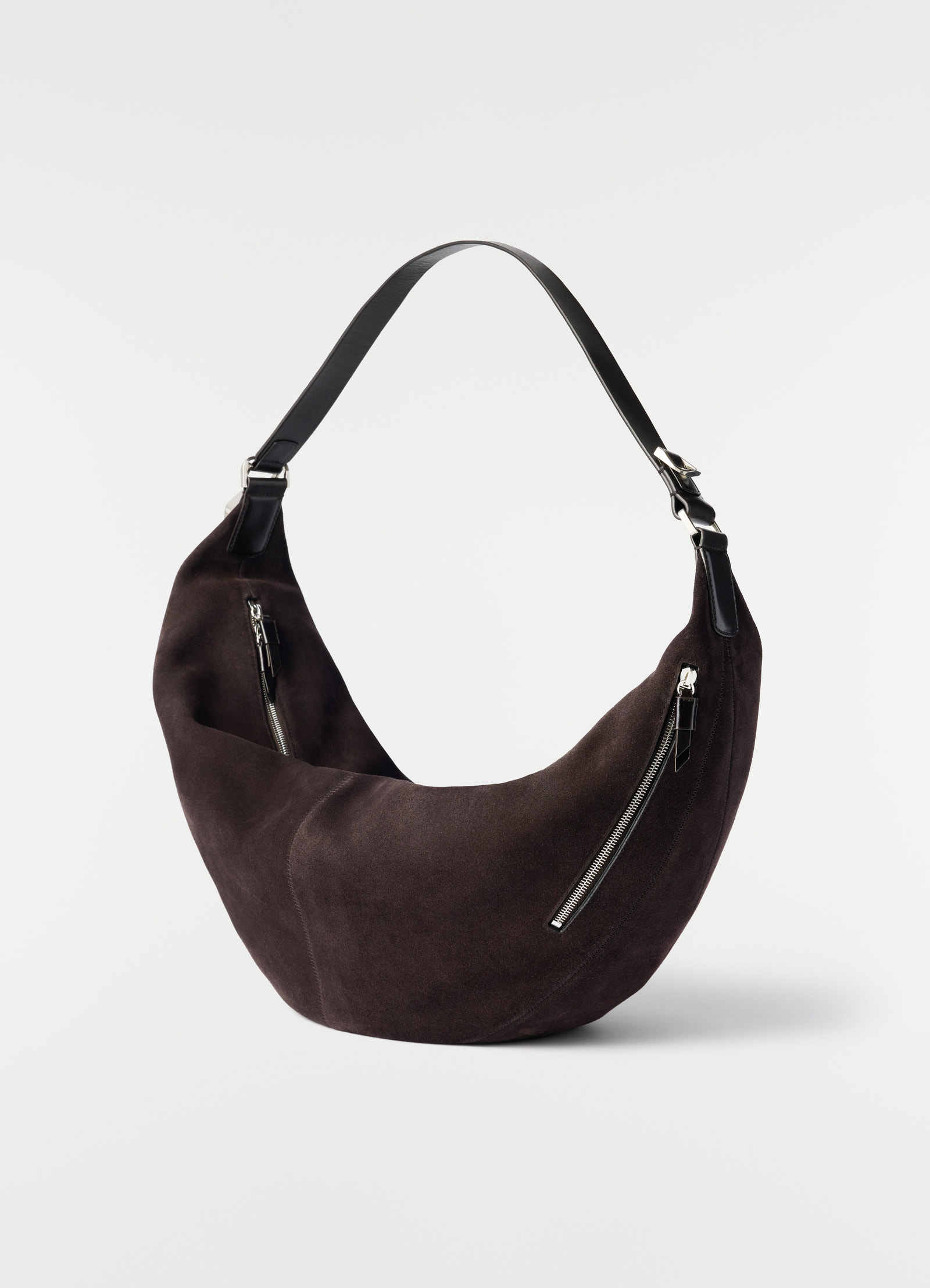 Large quiver clip bag in suede leather