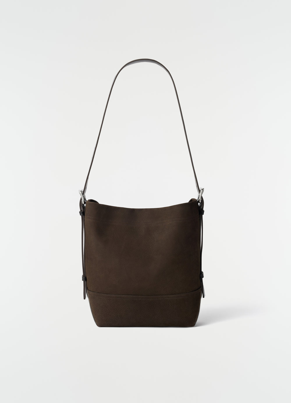 KLEINE TOTE BAG MIT GÜRTELDETAIL AUS ALPAKA-NUBUKLEDER