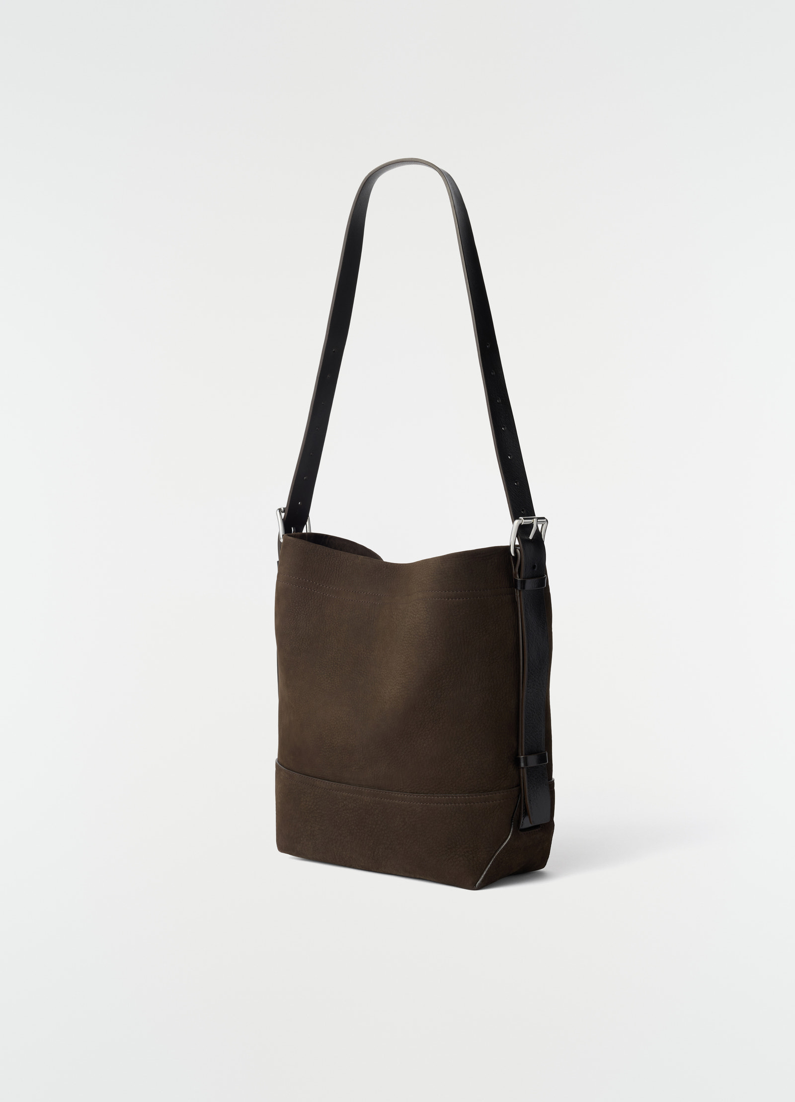 Kleine tote bag mit gürteldetail aus alpaka-nubukleder