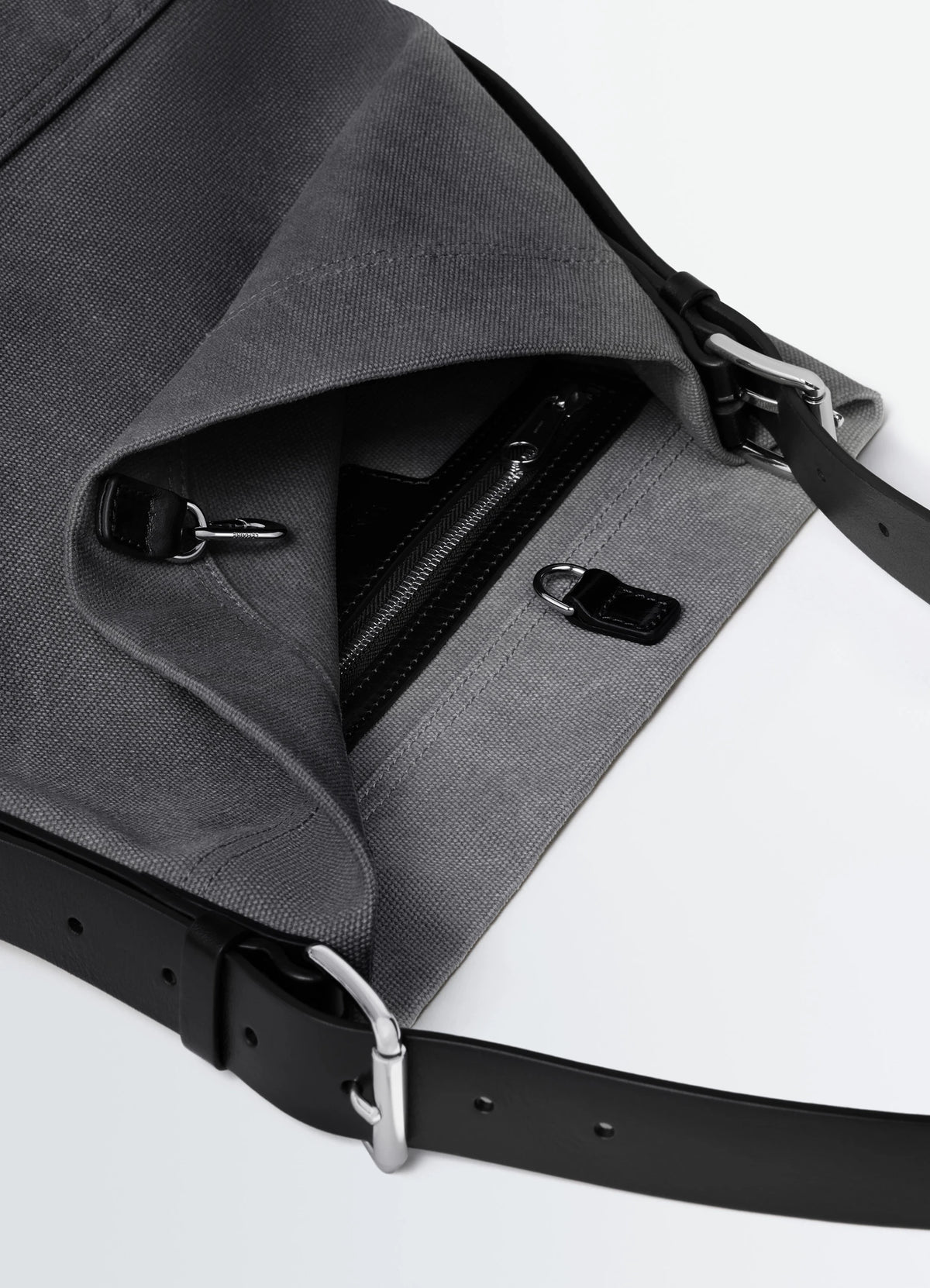 スモール ベルテッド トートバッグ（コットンキャンバス） - Ash Black