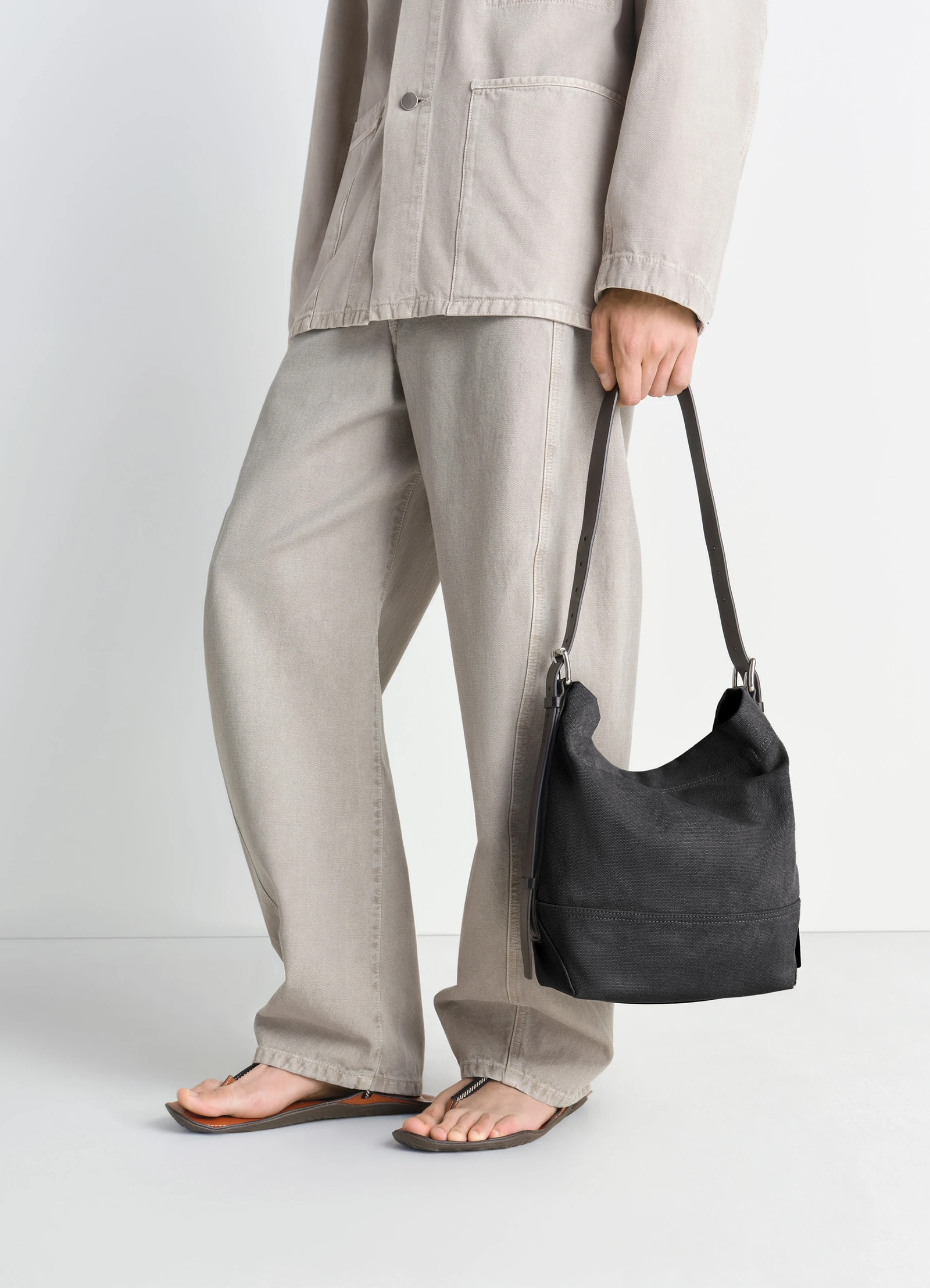 SMALL BELTED TOTE BAG IN COTTON CANVAS - Ash Black - Tie-dye SMALL BELTED TOTE BAG IN COTTON CANVAS - Ash Black - Tie-dye