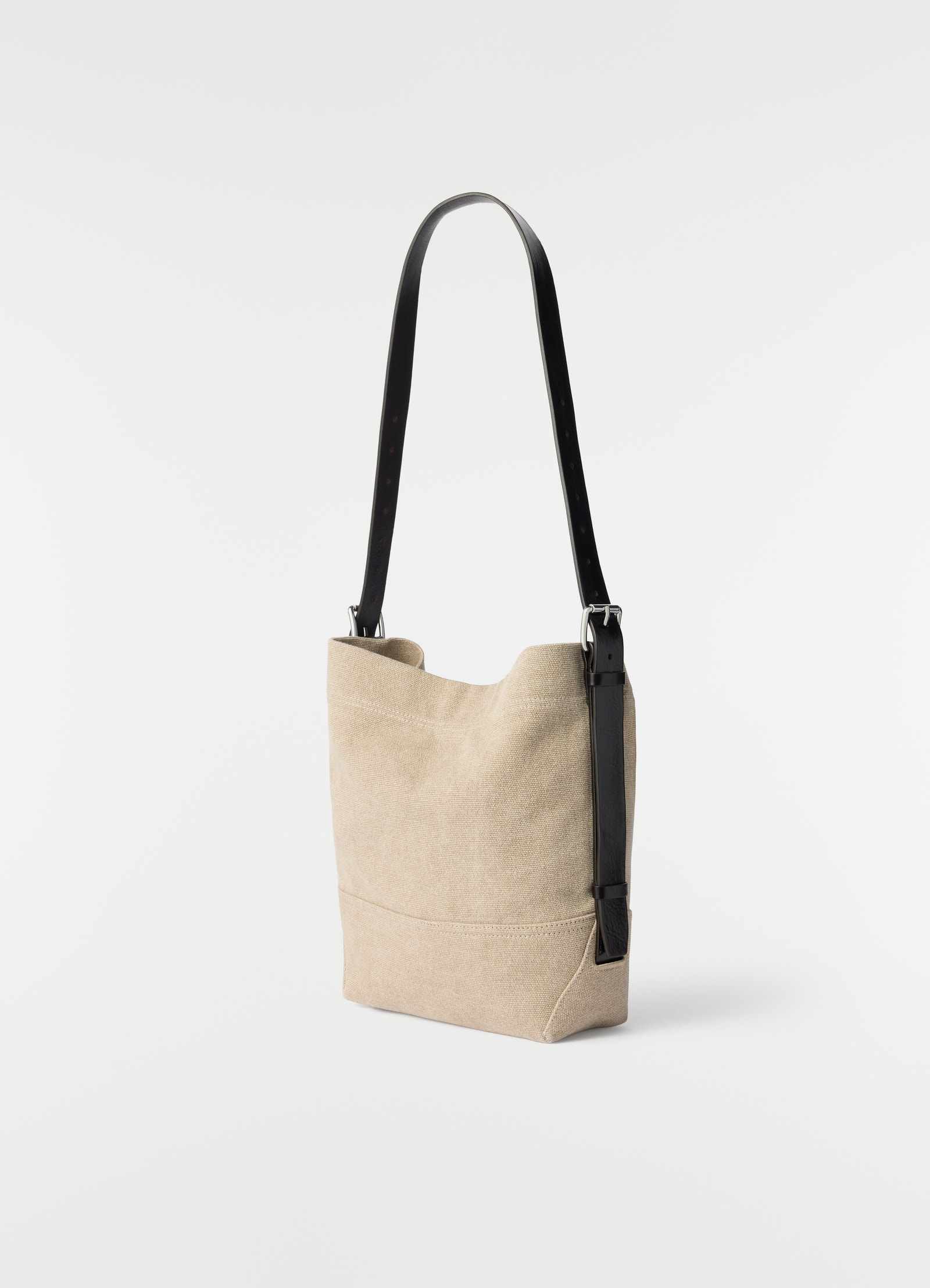 Small belted tote bag in heavy eco cotton canvas