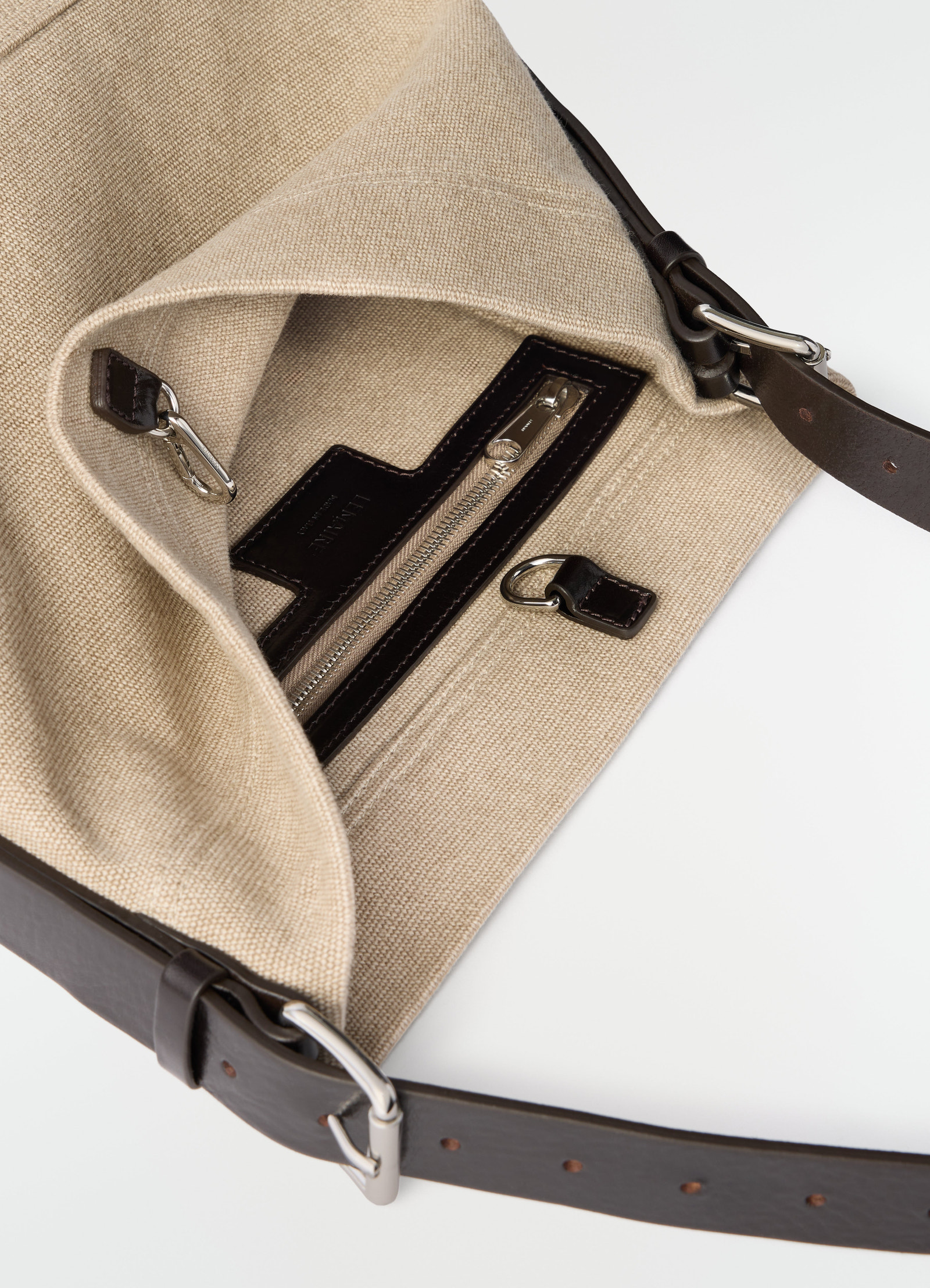 Small belted tote bag in heavy eco cotton canvas