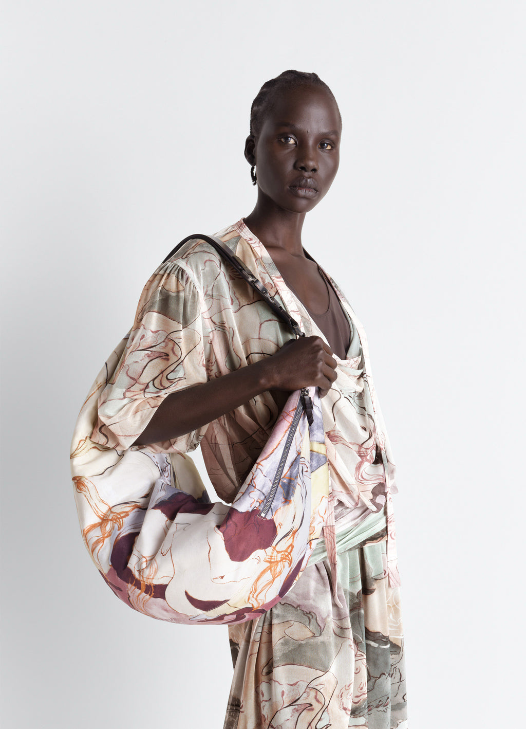 Xl quiver clip bag in printed cotton canvas