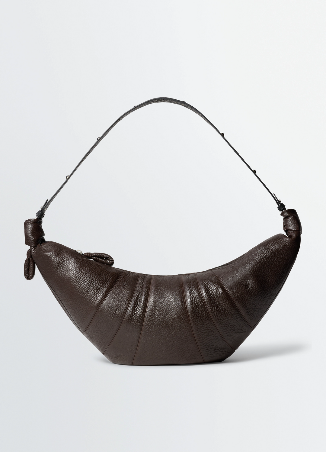 WESTERN STUDS LARGE CROISSANT BAG in Leather, product shot, Front view Studded strap, topstitched