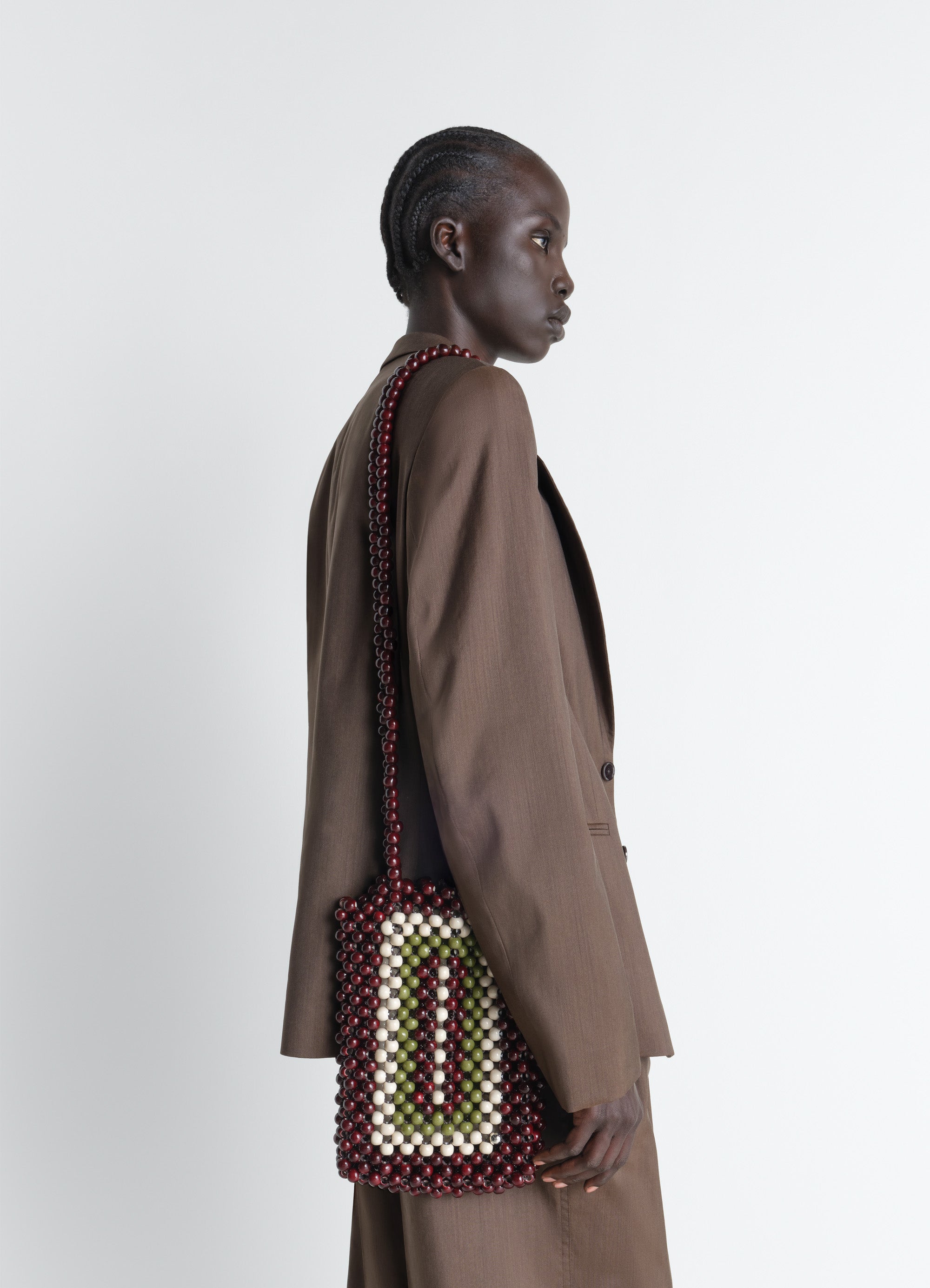 TAXI SMALL BAG IN PLEXIGLASS BEADS - Light Clay / Fire Brick