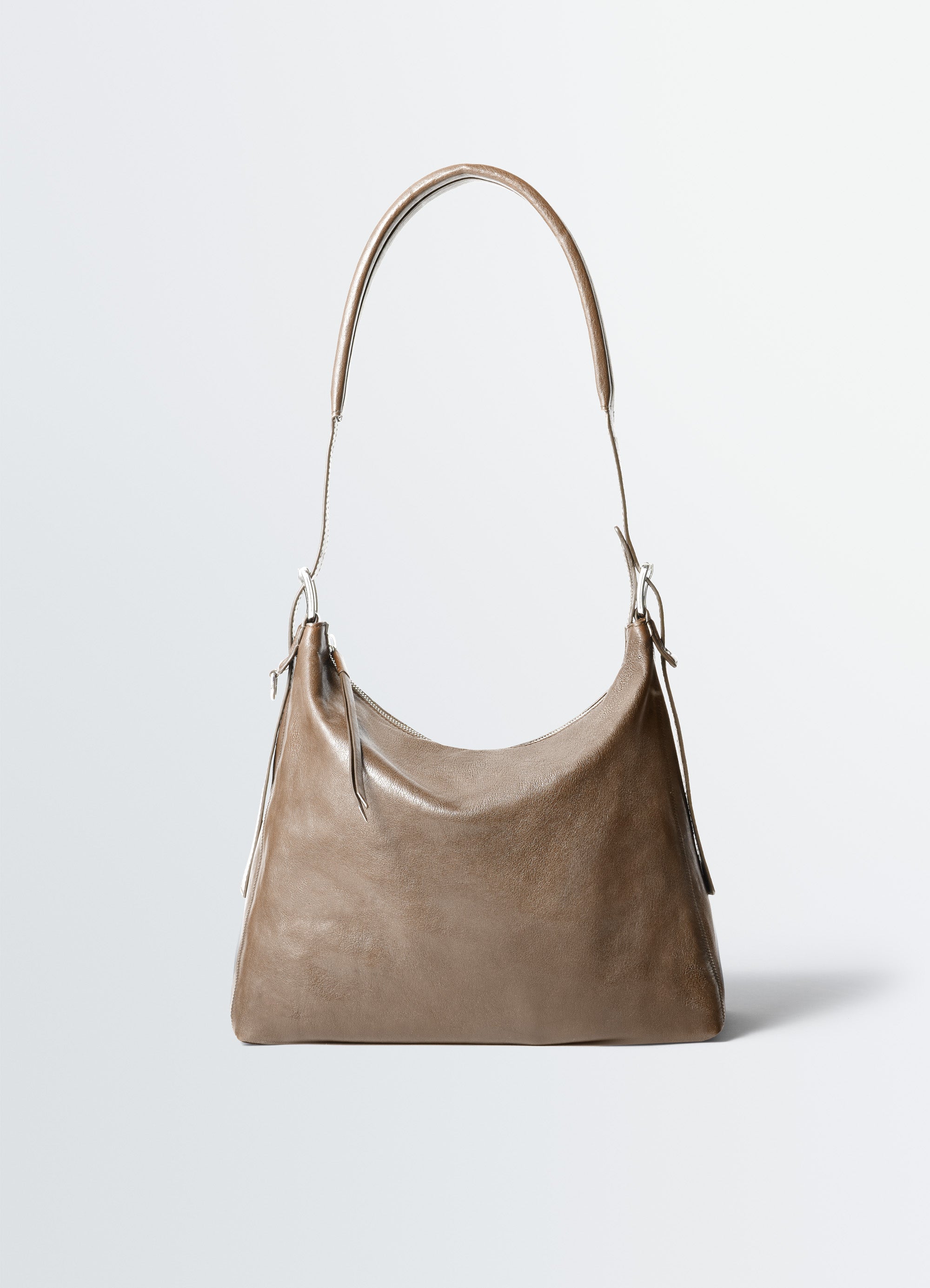 BELTED スモール レザーホーボーバッグ - Khaki Brown​ - ペーパー