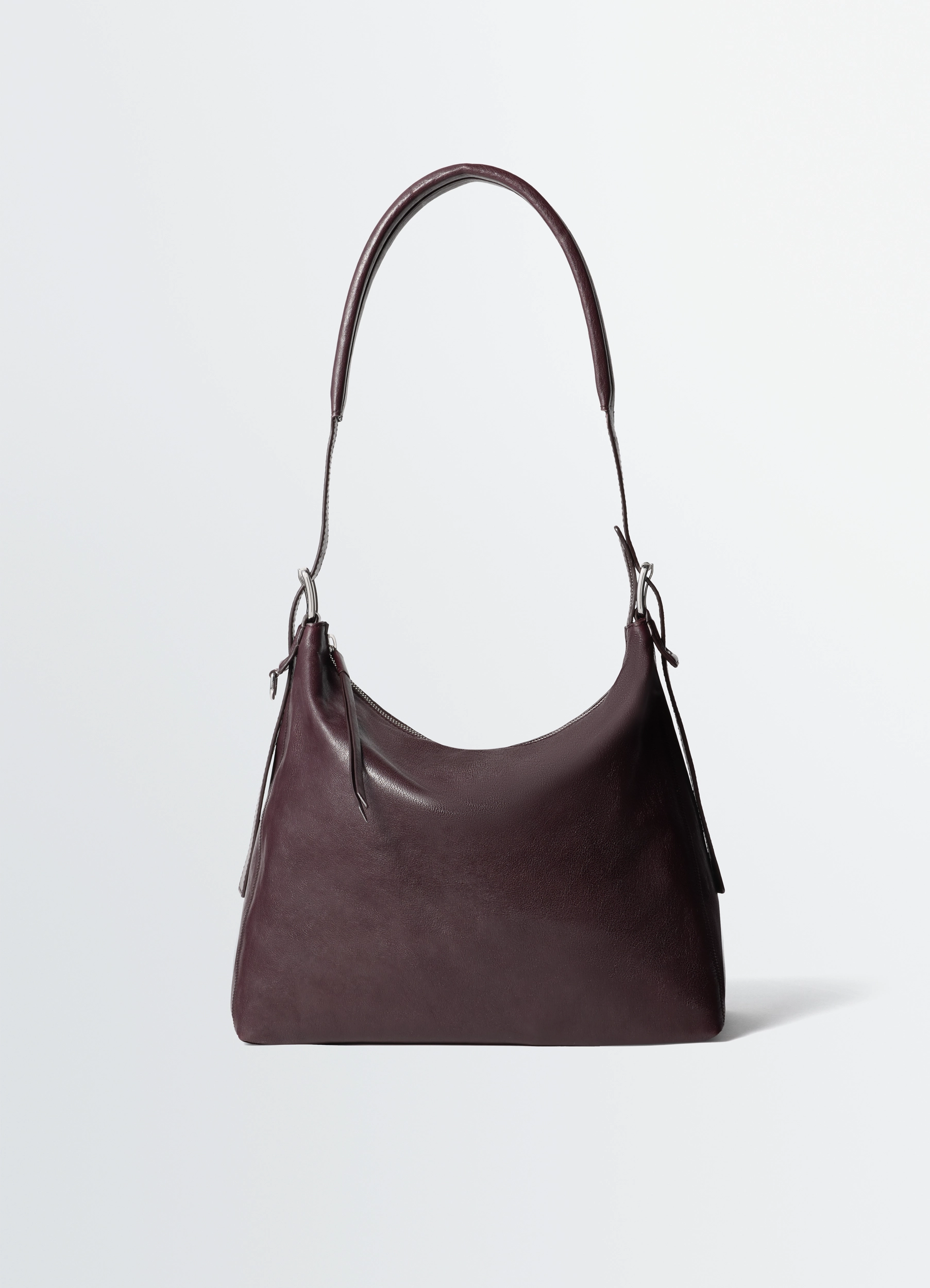 SMALL BELTED HOBO BAG IN LEATHER - Chianti - Paper Lux Leather