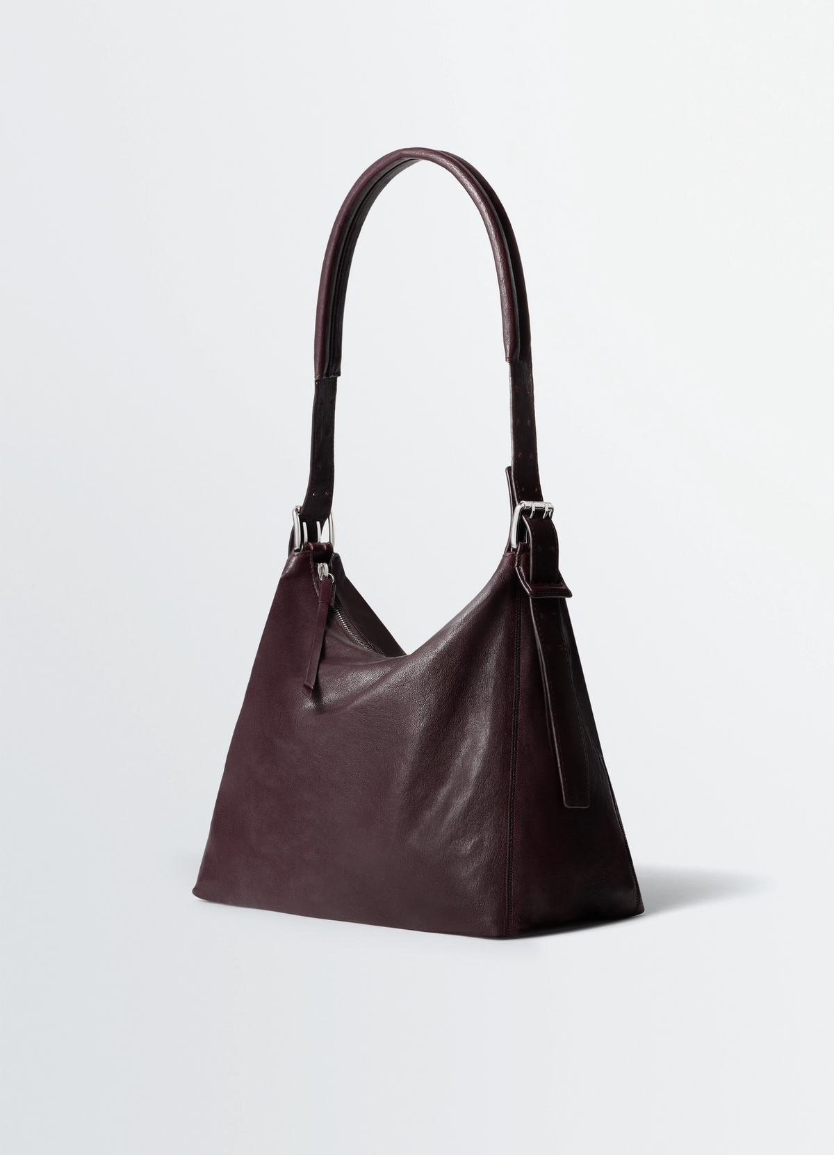 SMALL BELTED HOBO BAG IN LEATHER - Chianti - Paper Lux Leather