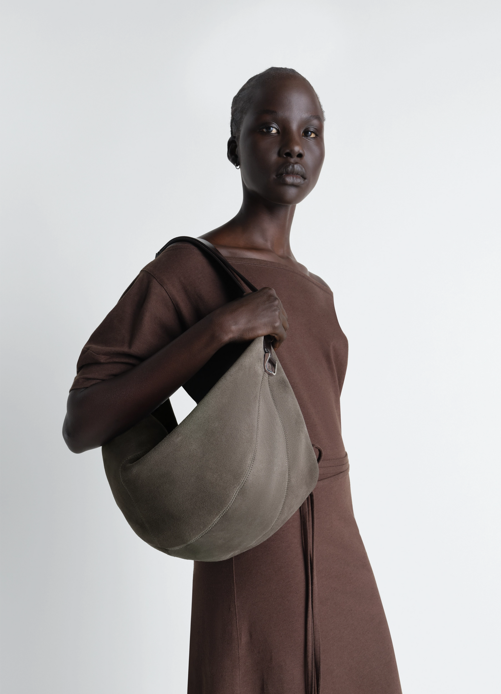 QUIVER CLIP BAG IN SUEDE LEATHER - Mink - Suede Leather - Unisex