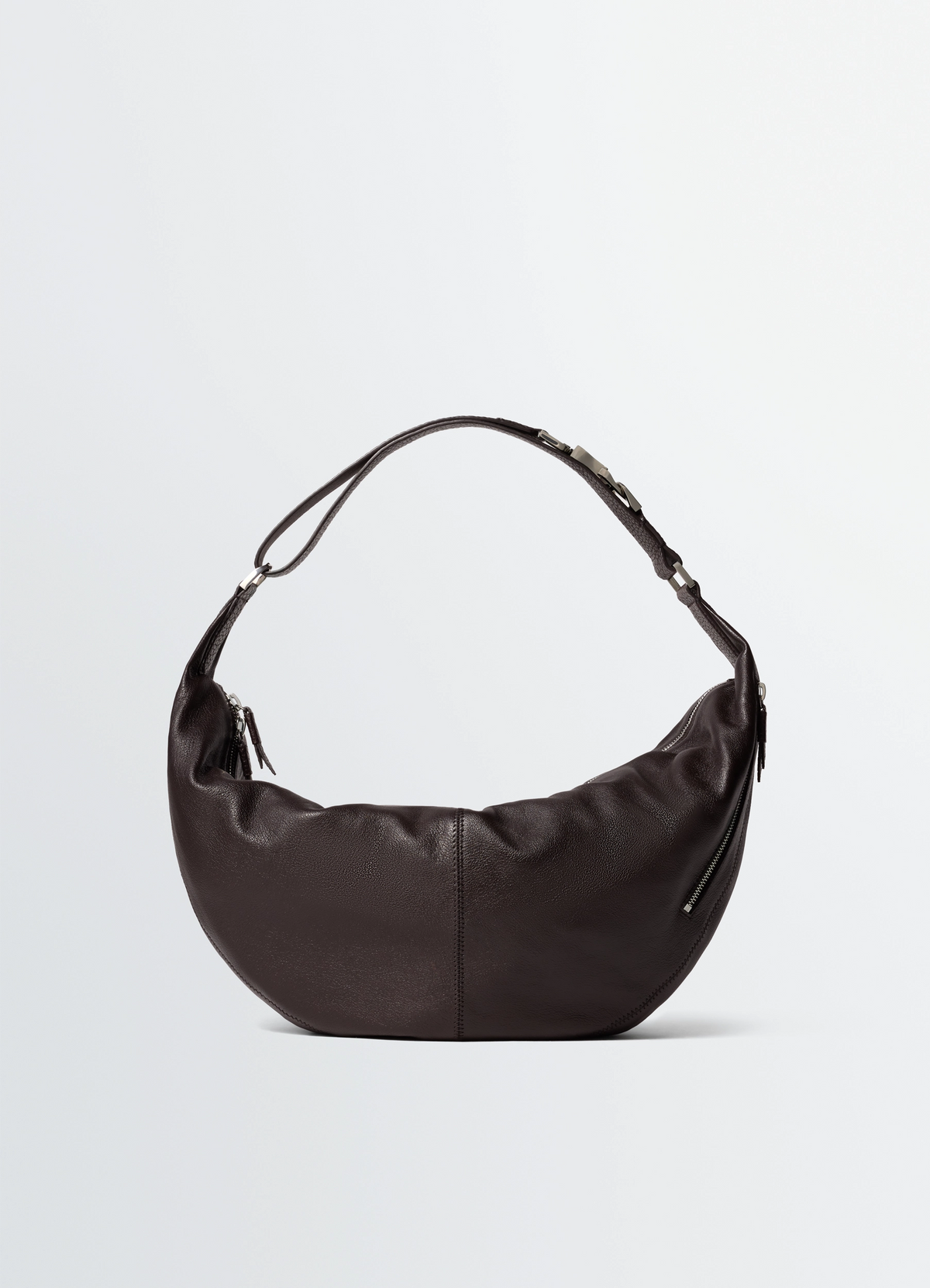 QUIVER CLIP BAG IN LEATHER - Dark Chocolate - Grained Buffalo